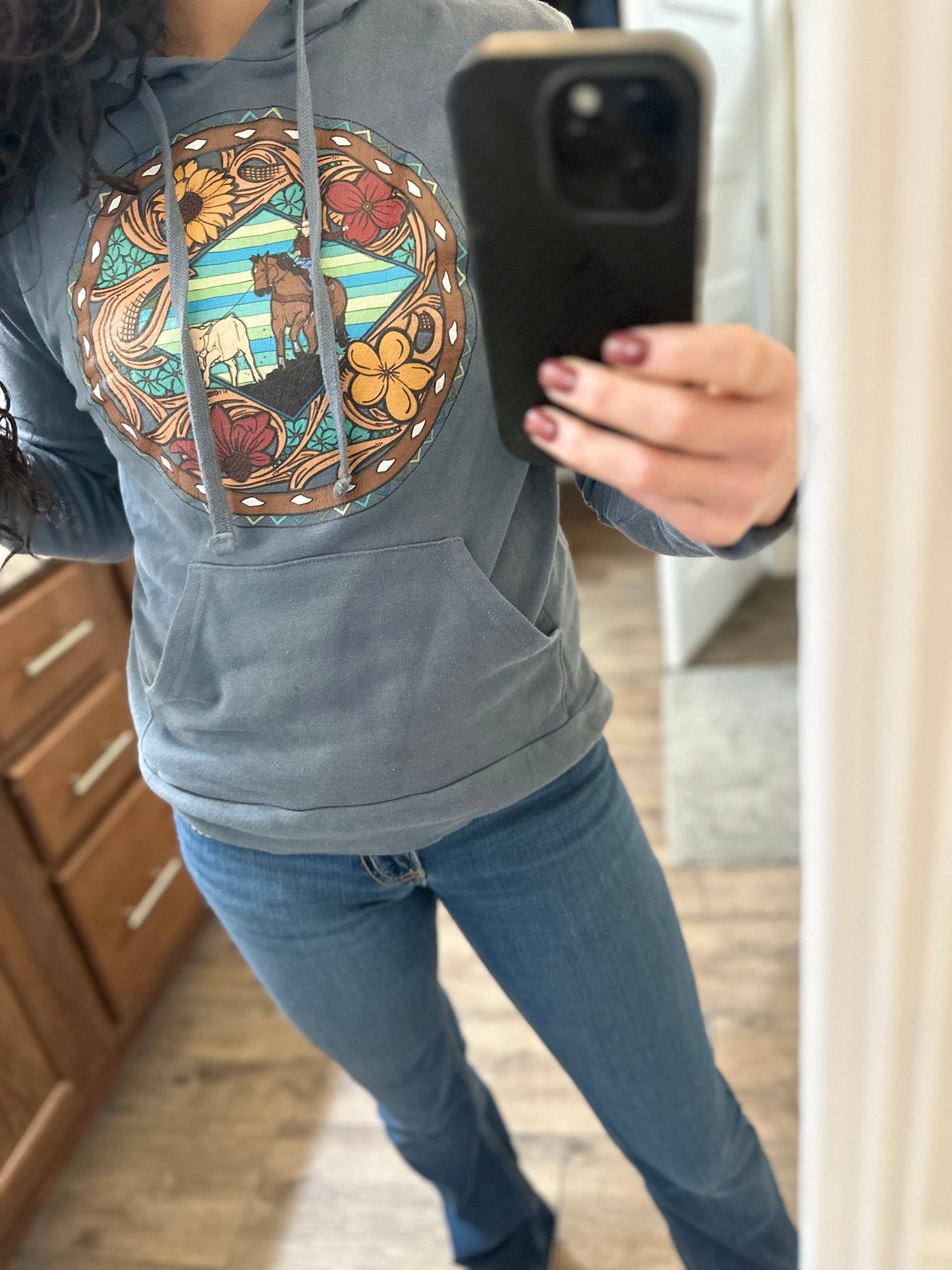 Breakaway hooded sweatshirt in dark smoke blue The Rodeo Rose
