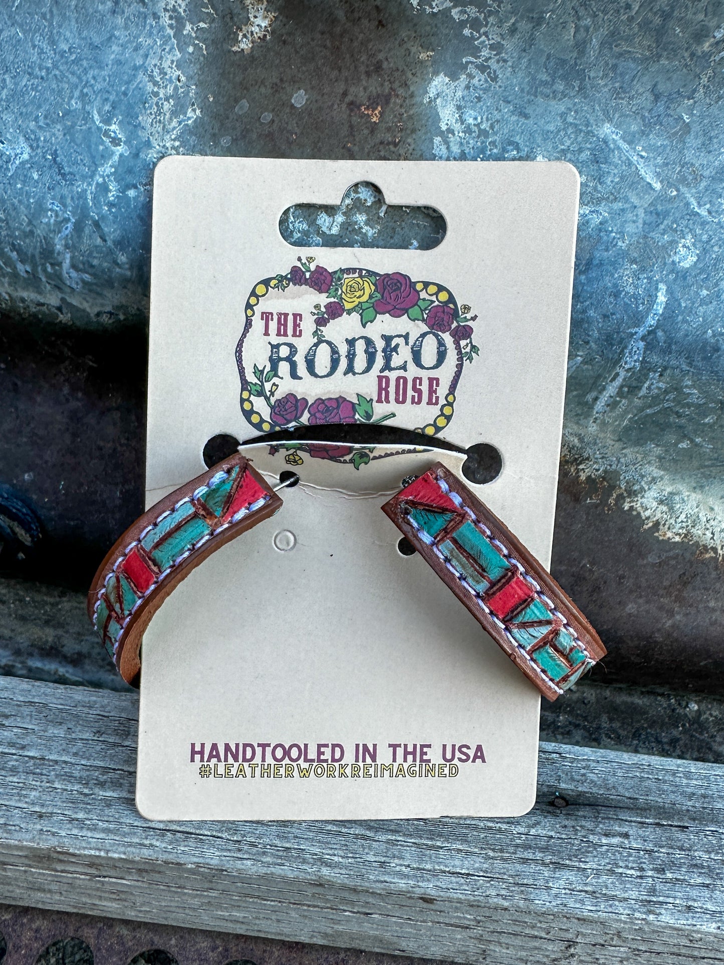 Mosaic Turquoise Vera Hoop Earrings Medium