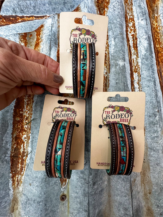 Mosaic Turquoise Tooled Cuff