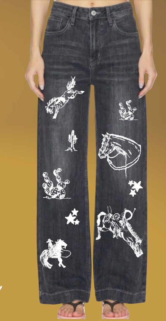 Cowboy Graffiti Palazzo Jeans