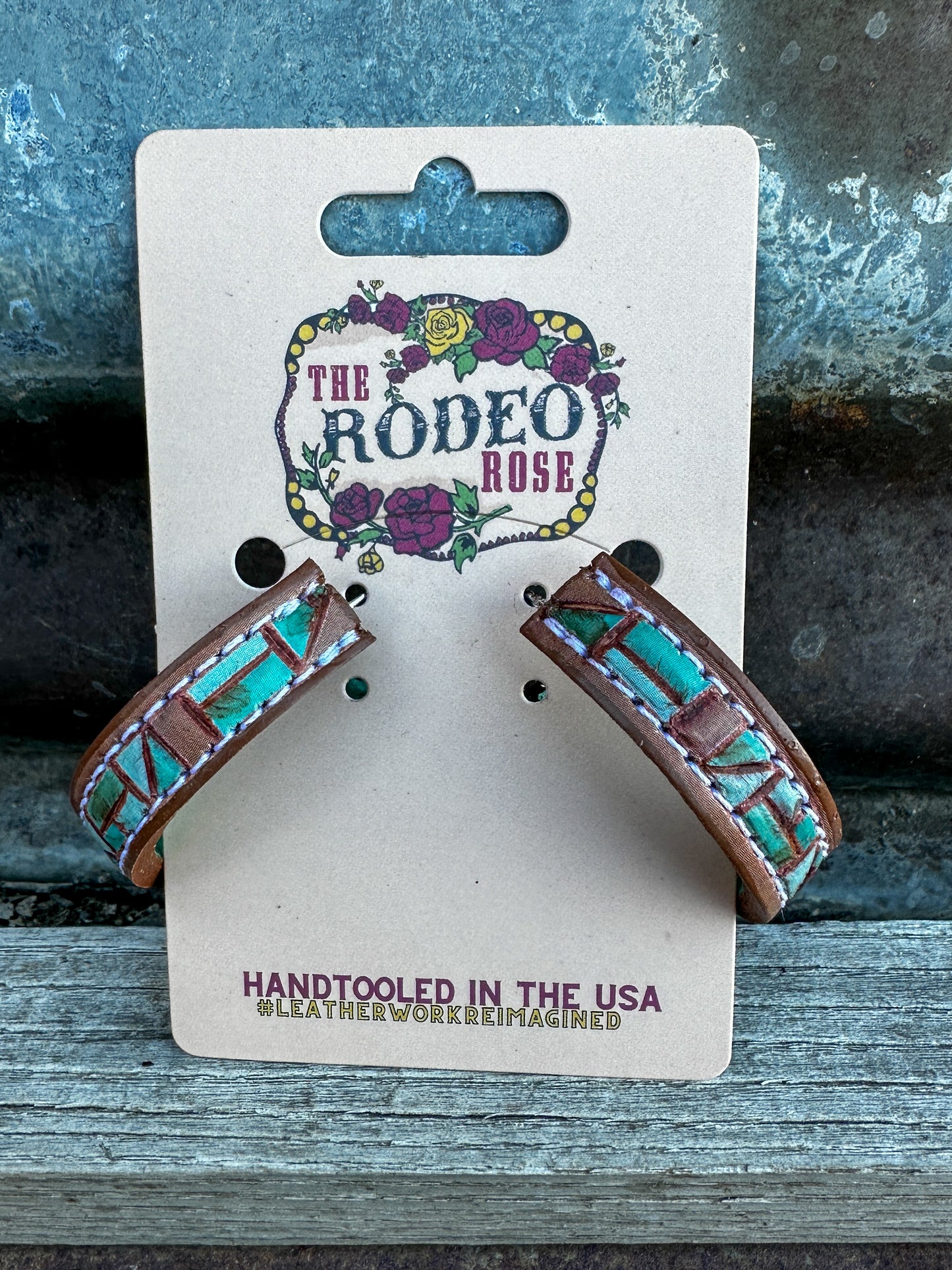 Mosaic Turquoise Vera Hoop Earrings Medium