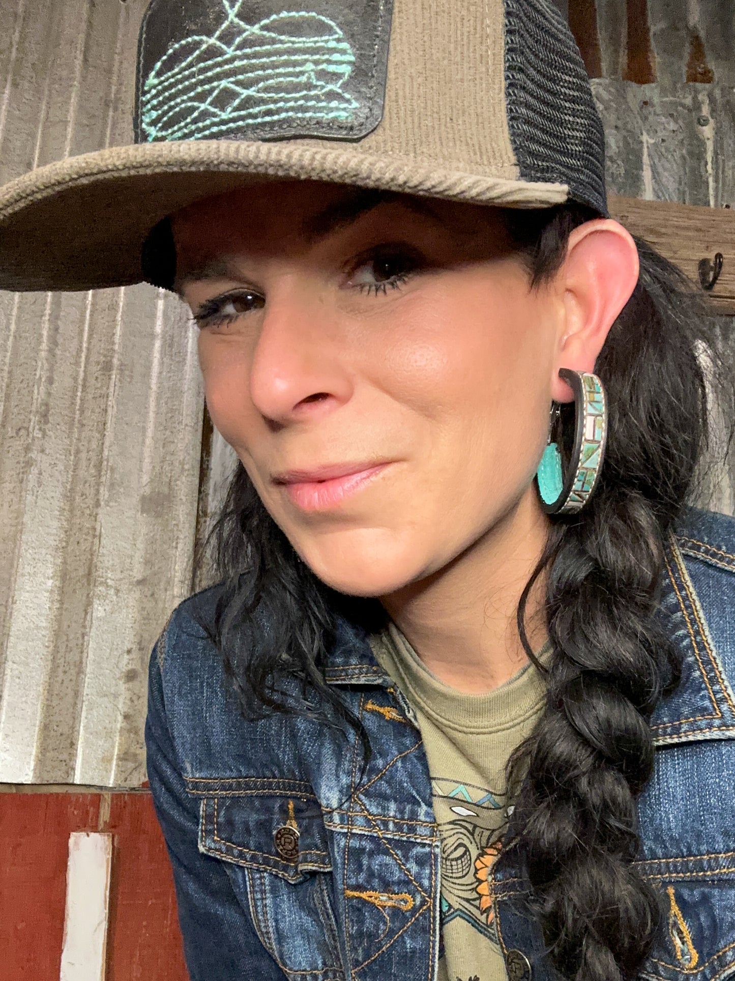 Mosaic Turquoise Vera Hoop Earrings Large