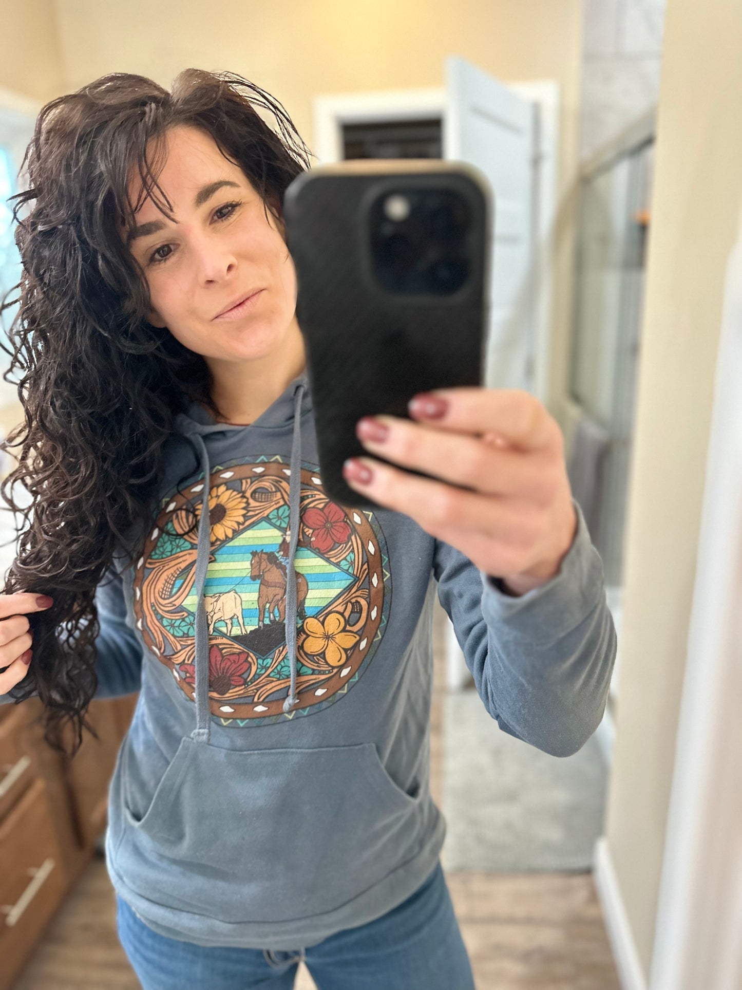 Breakaway hooded sweatshirt in dark smoke blue The Rodeo Rose