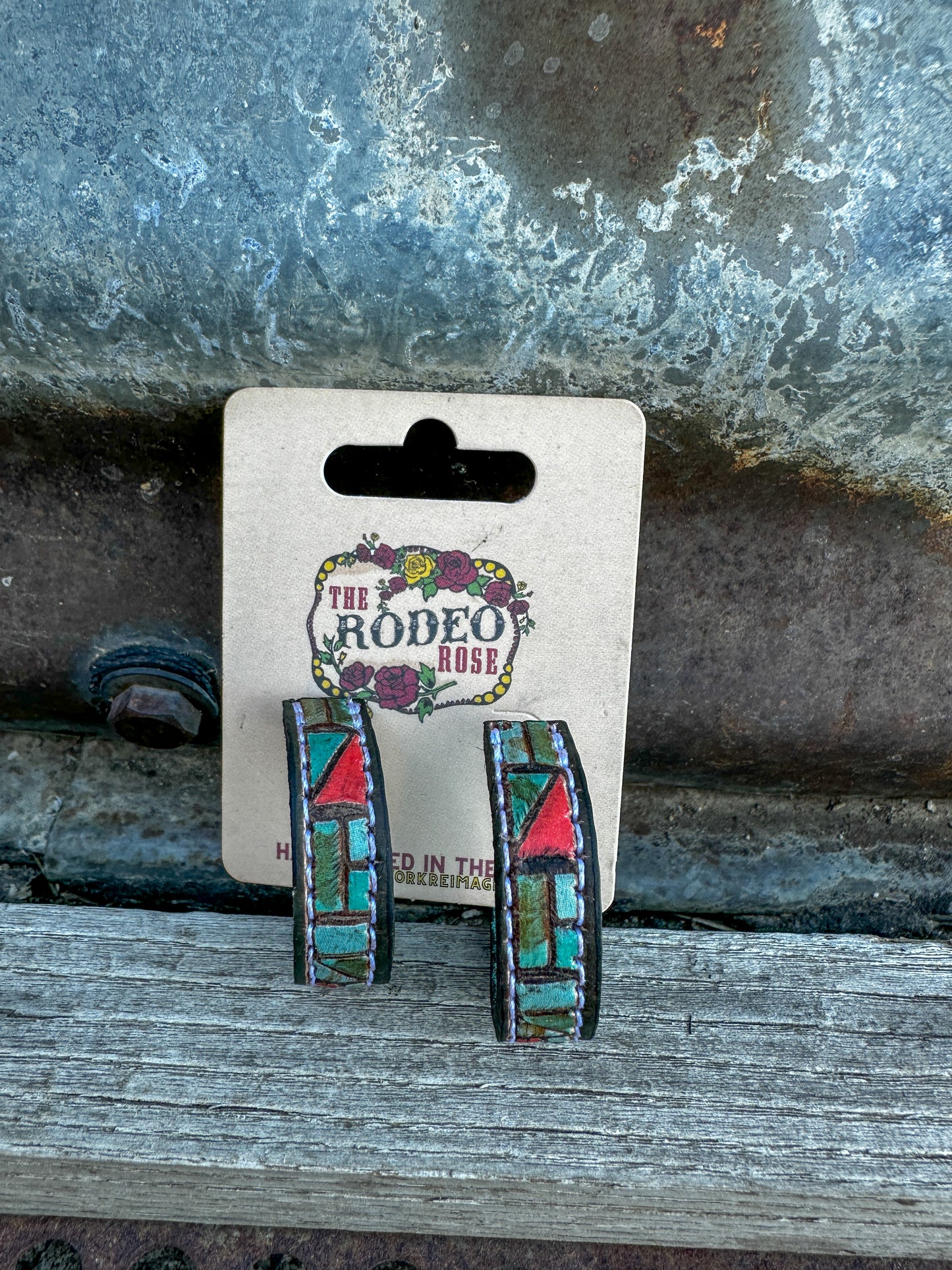 Mosaic Turquoise Vera Hoop Earrings Small