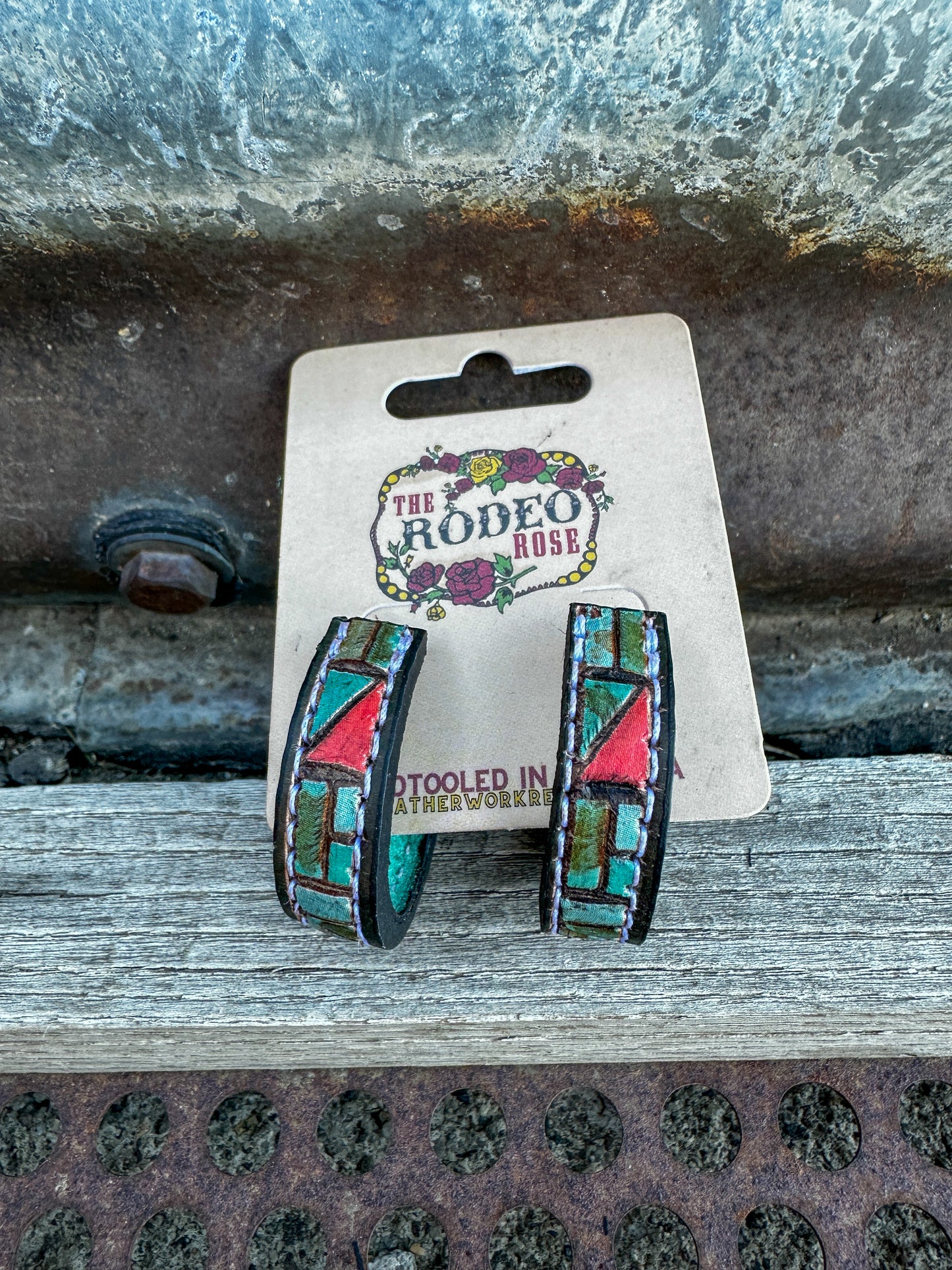 Mosaic Turquoise Vera Hoop Earrings Small