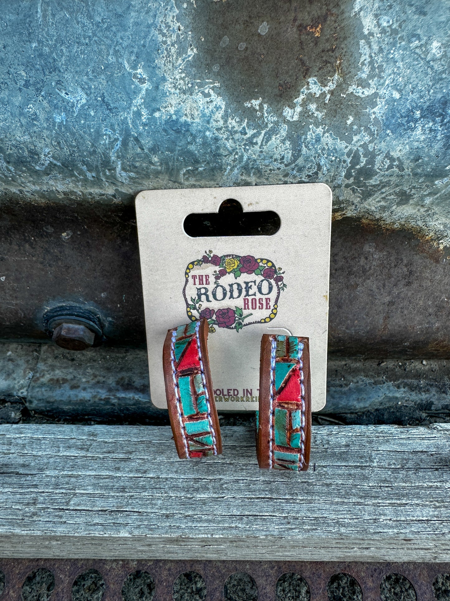 Mosaic Turquoise Vera Hoop Earrings Small