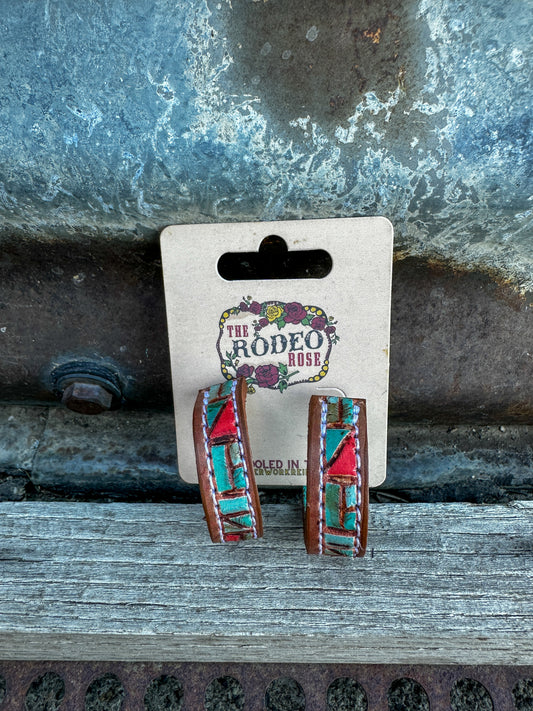 Mosaic Turquoise Vera Hoop Earrings Small