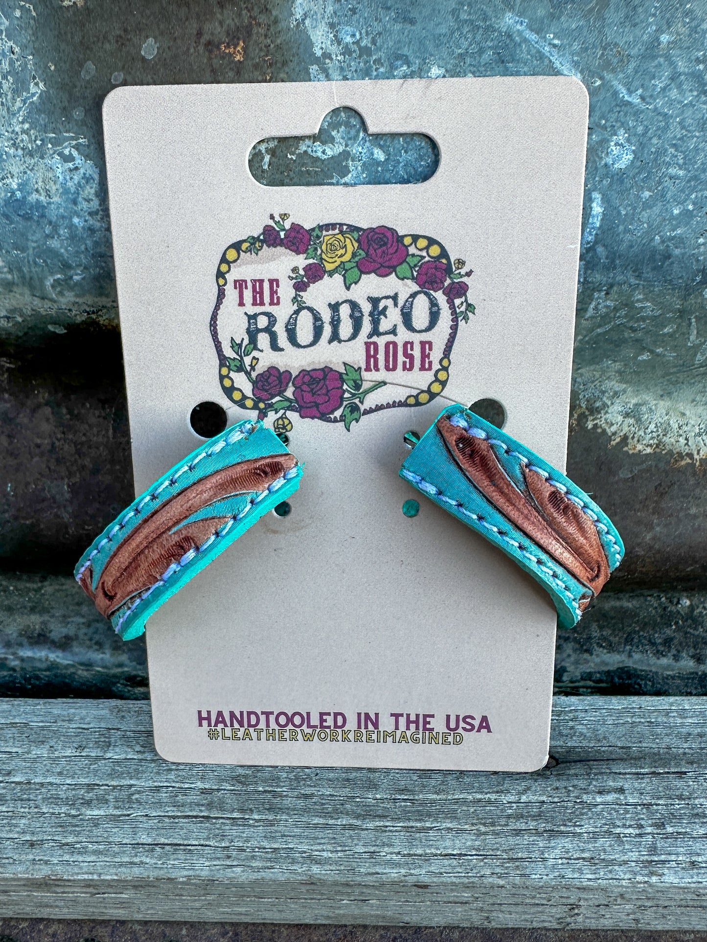 Tooled Leather Vera Hoop Earrings Small