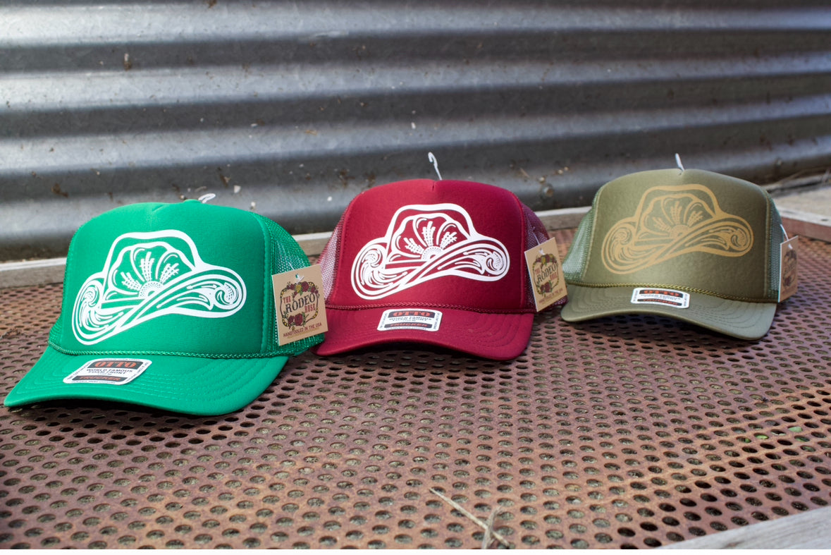 Tooled Cowboy Hat Graphic Cap Jewel Tones