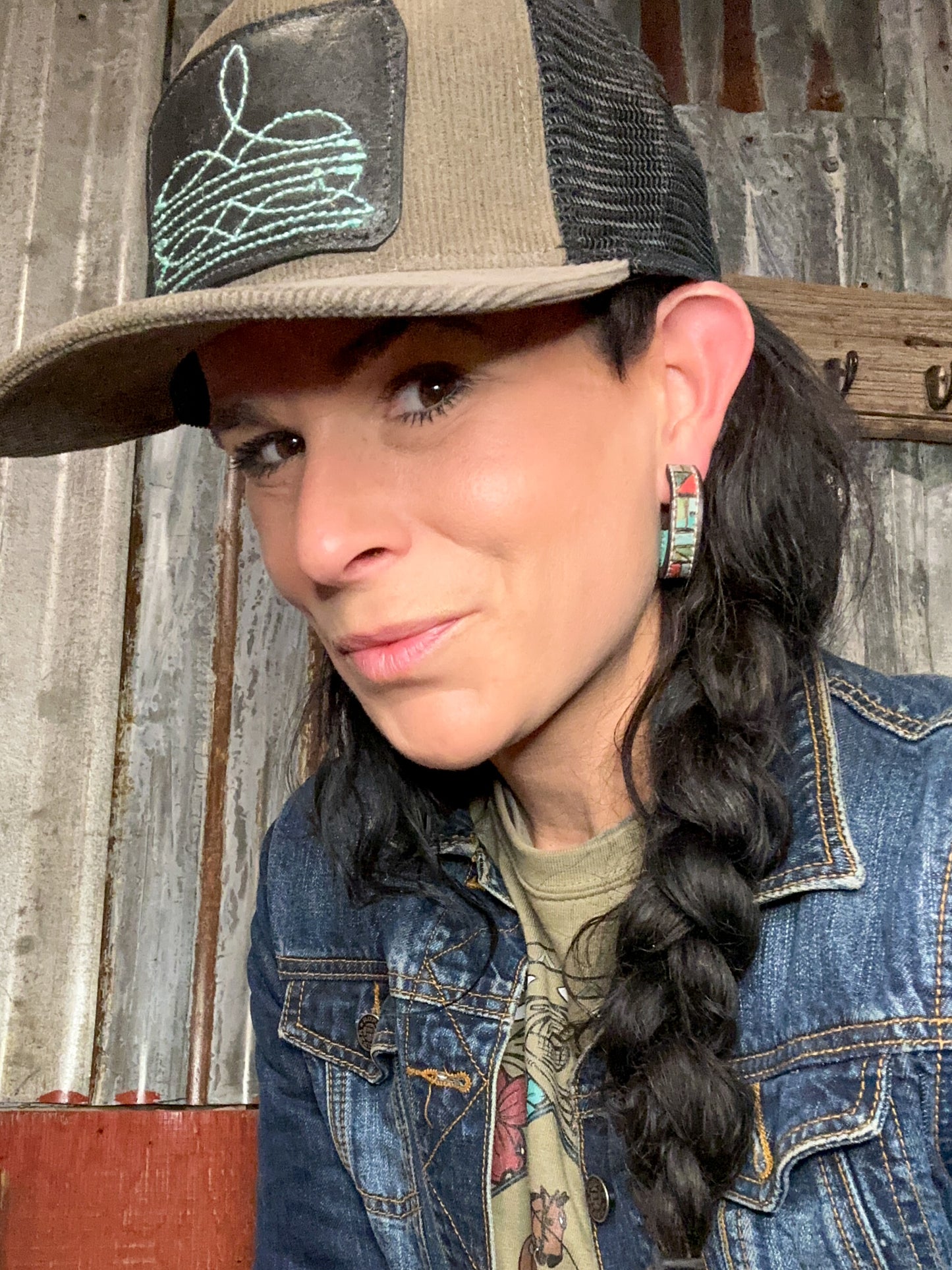 Mosaic Turquoise Vera Hoop Earrings Small