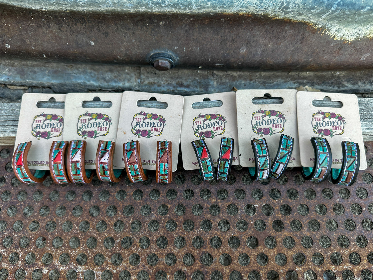 Mosaic Turquoise Vera Hoop Earrings Small