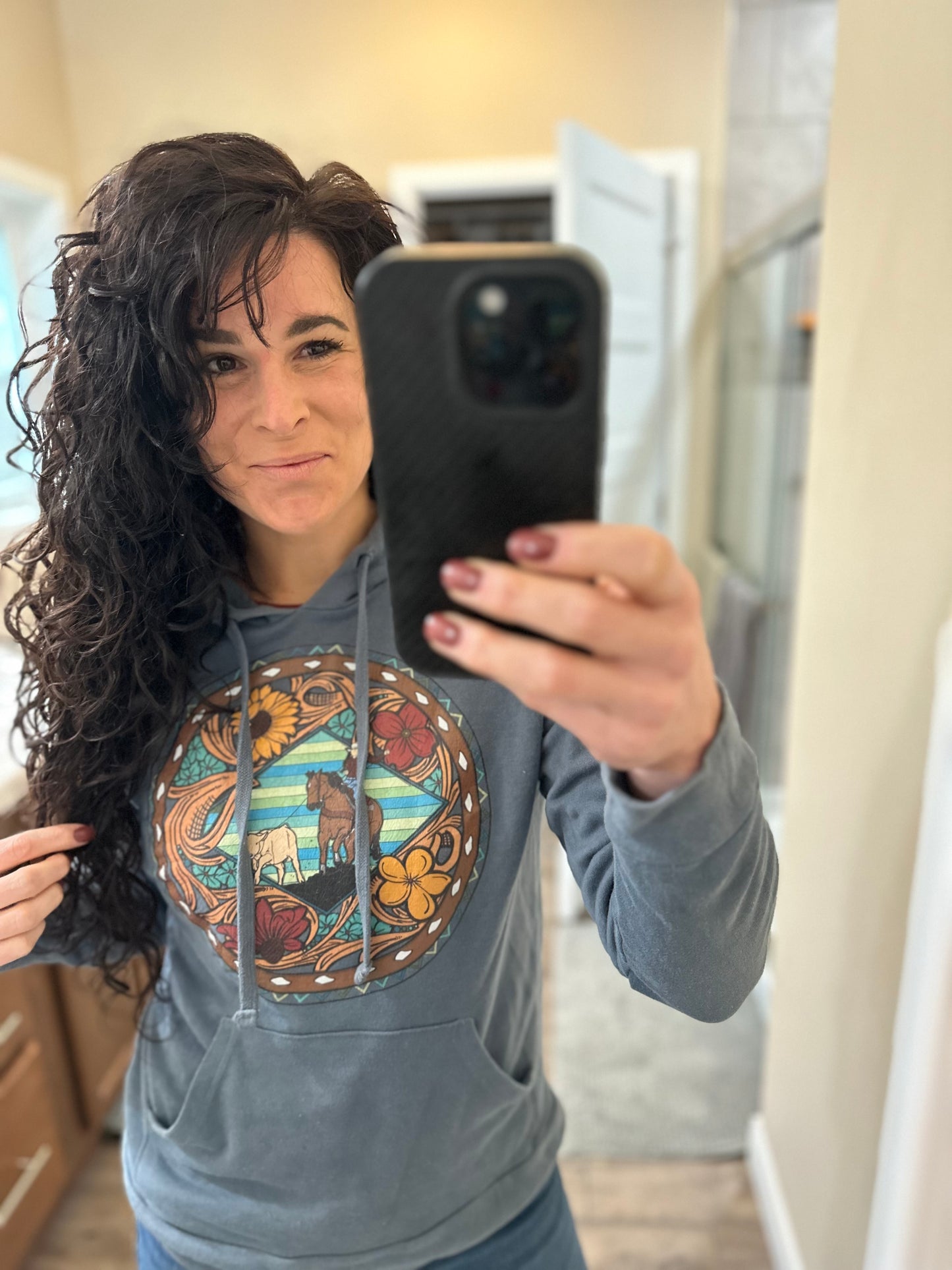 Breakaway hooded sweatshirt in dark smoke blue The Rodeo Rose