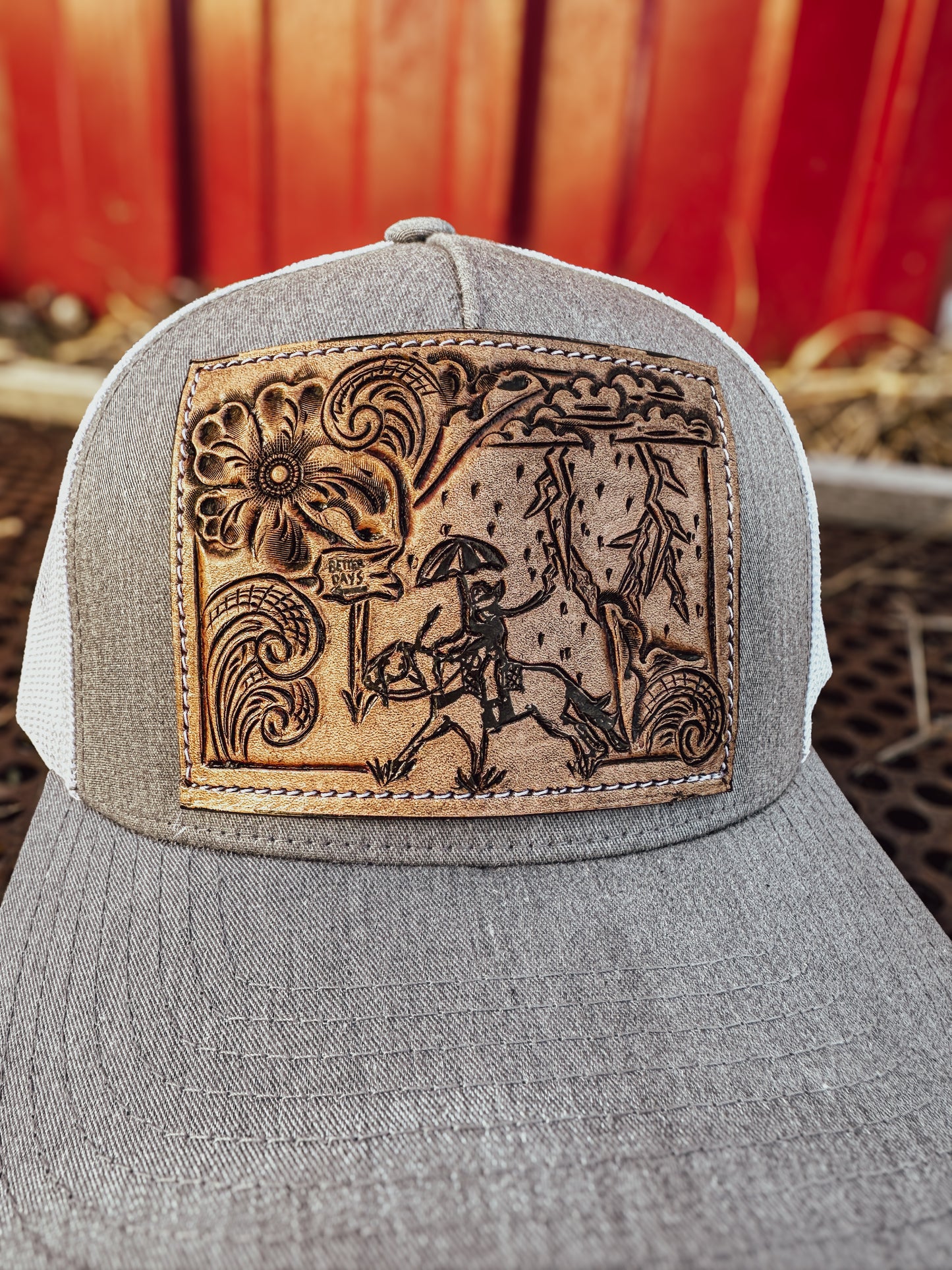 Better Days Ahead Tooled Leather Patch Cap