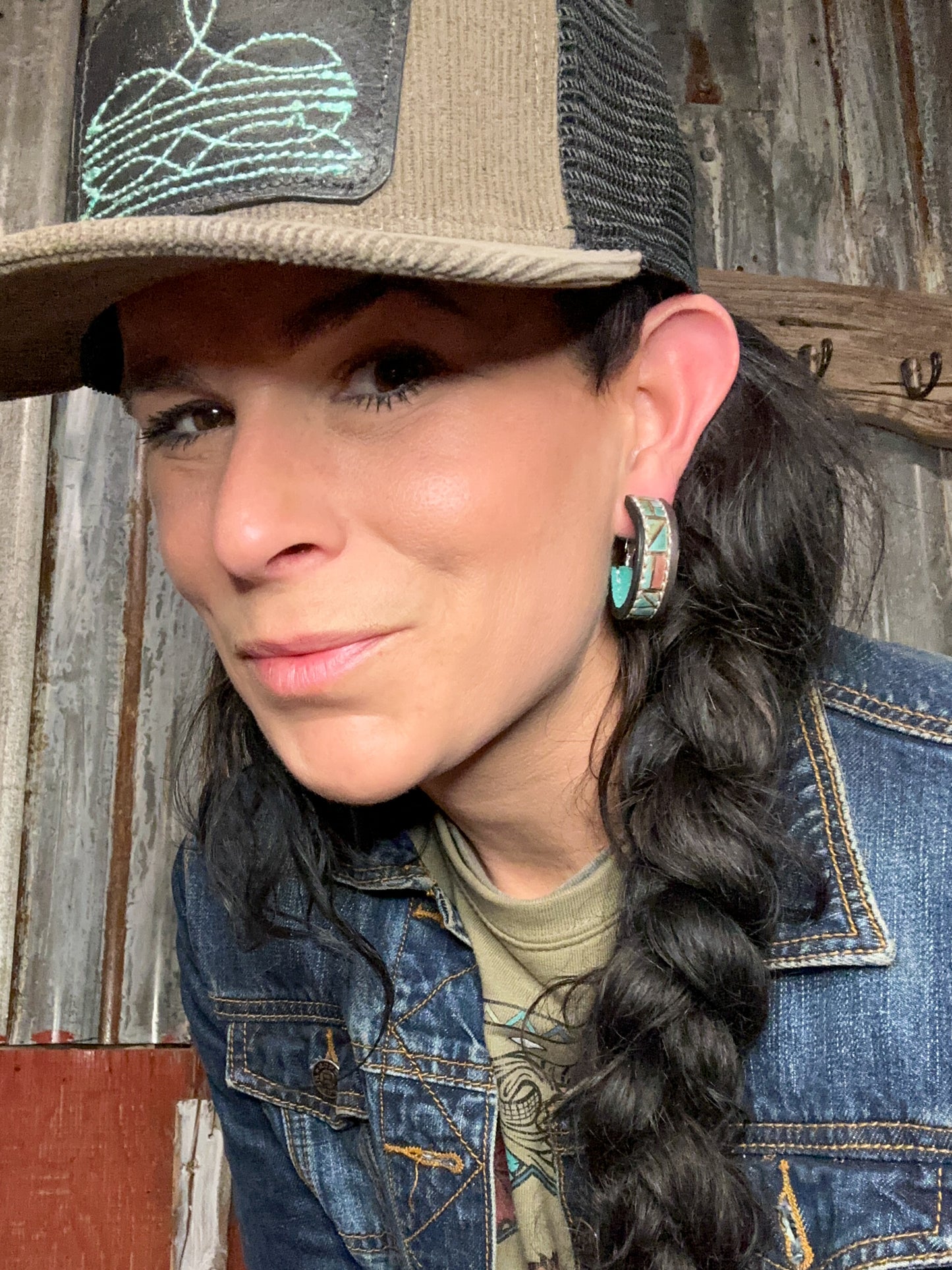 Mosaic Turquoise Vera Hoop Earrings Small
