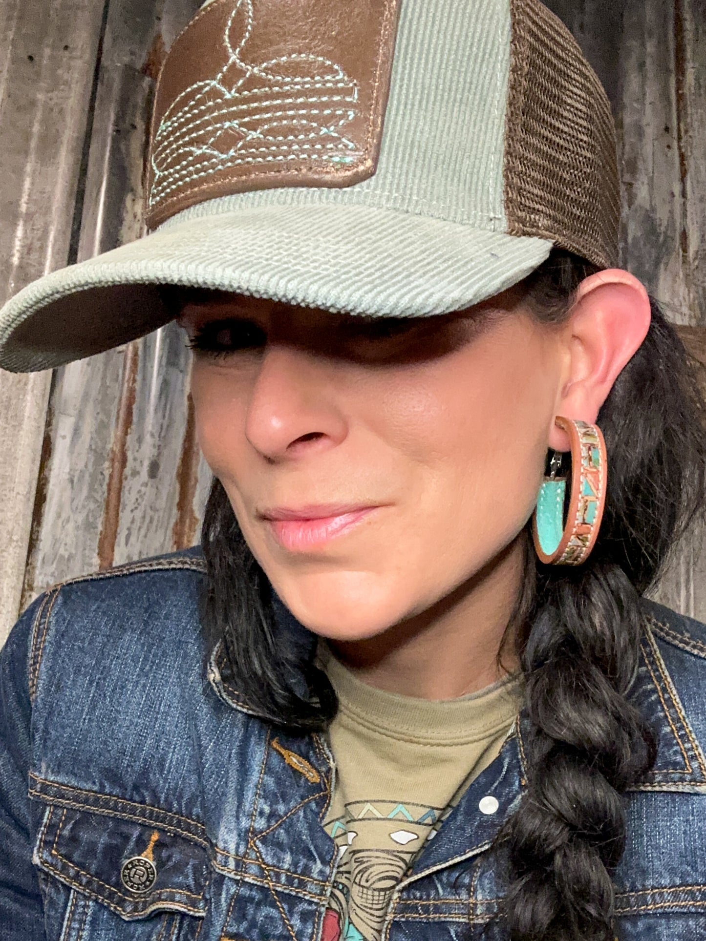 Mosaic Turquoise Vera Hoop Earrings Large