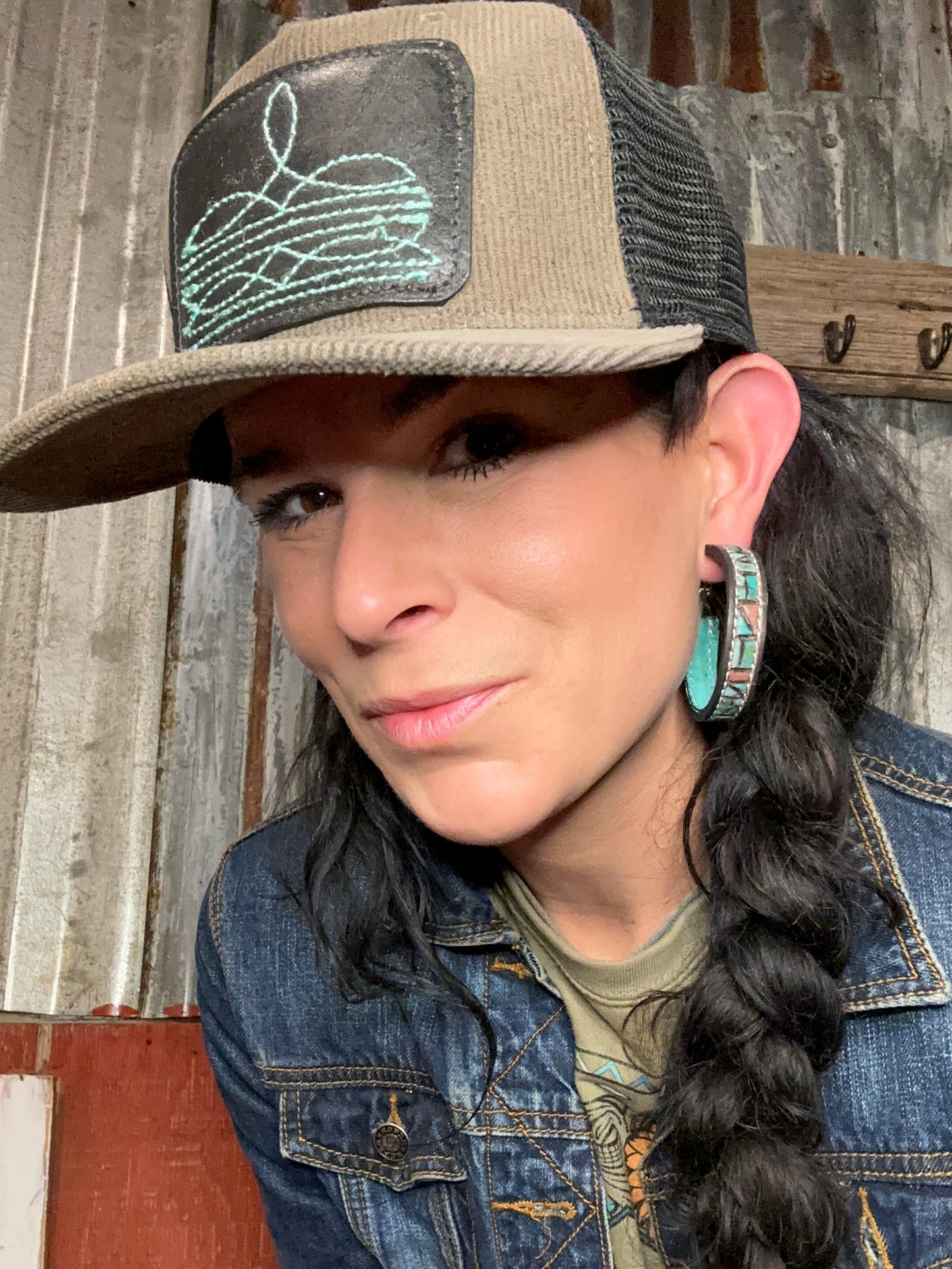 Mosaic Turquoise Vera Hoop Earrings Large