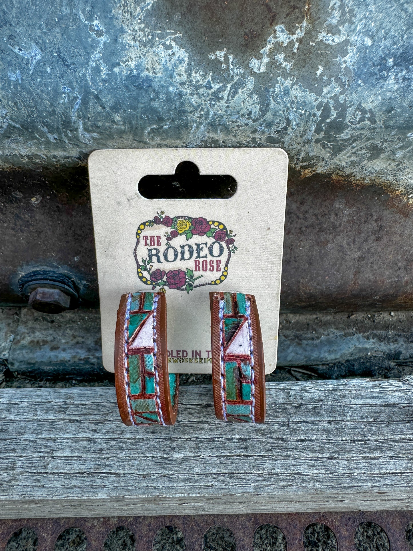 Mosaic Turquoise Vera Hoop Earrings Small