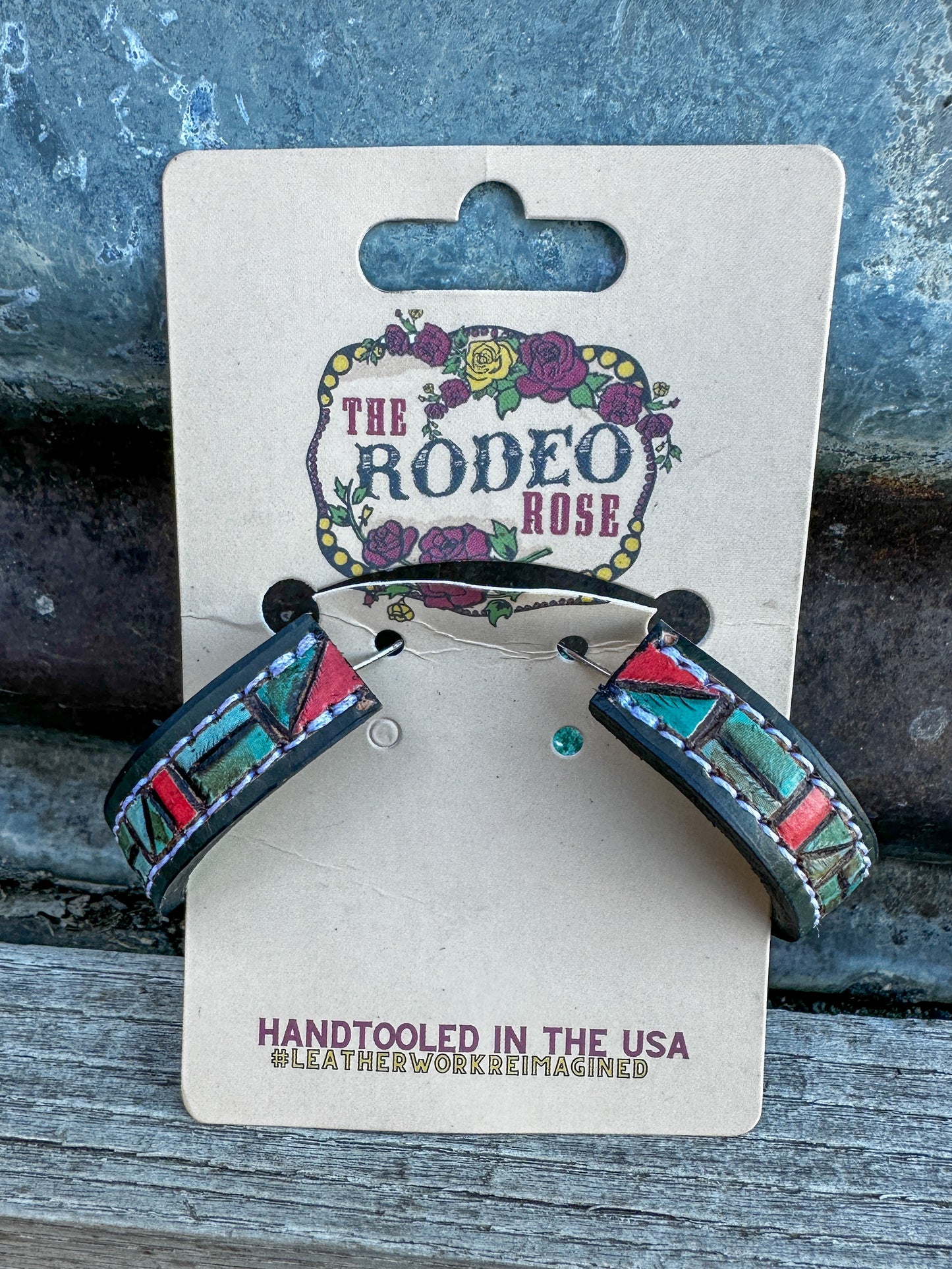 Mosaic Turquoise Vera Hoop Earrings Medium