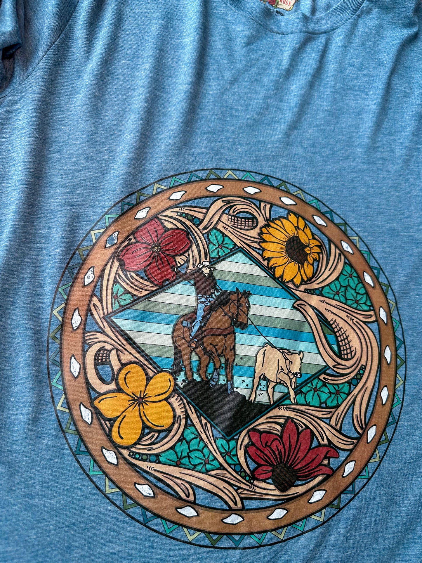 Breakaway Roper triblend long sleeve tee in denim blue The Rodeo Rose