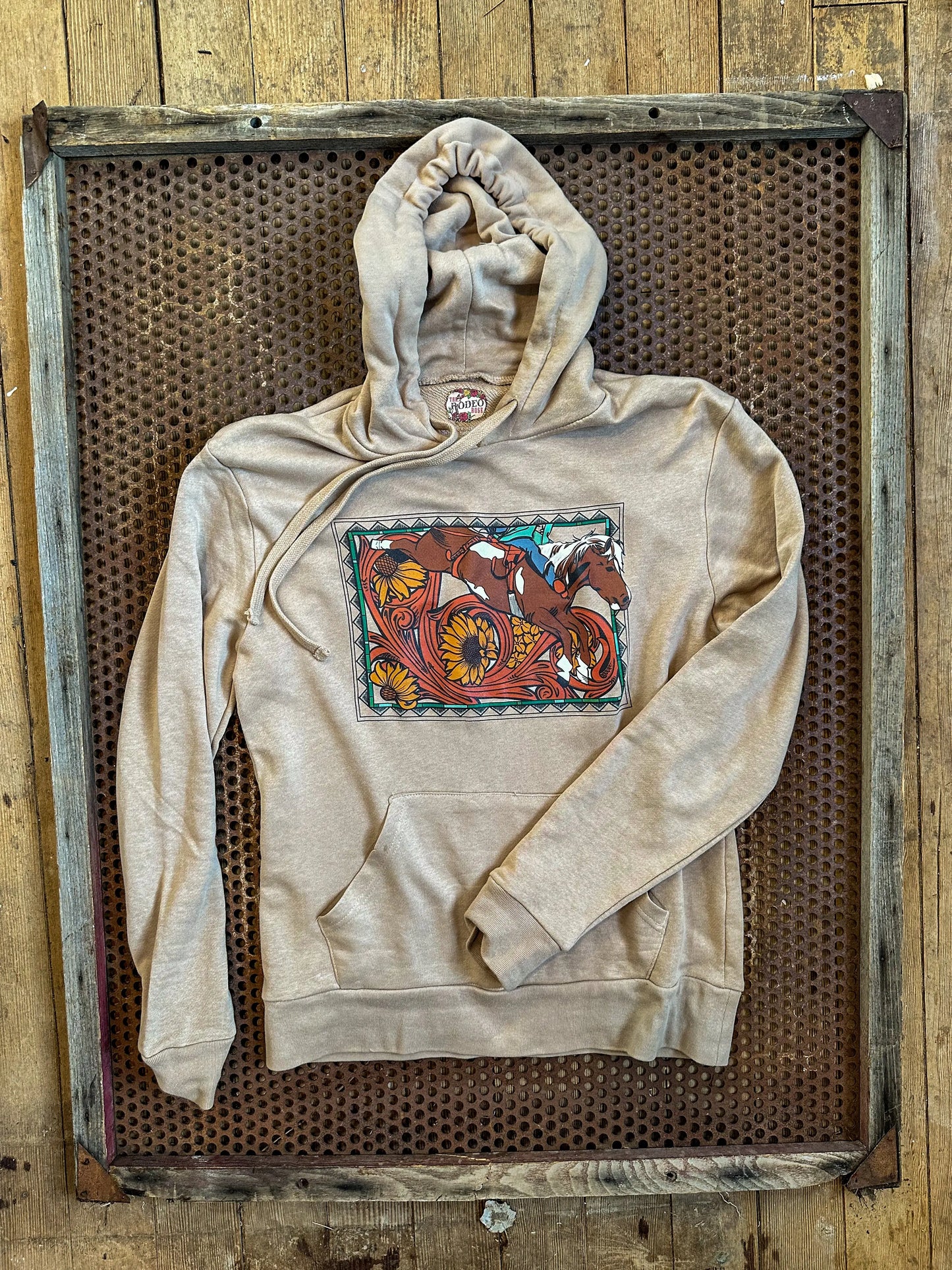 Bareback rider floral scroll hoodie The Rodeo Rose