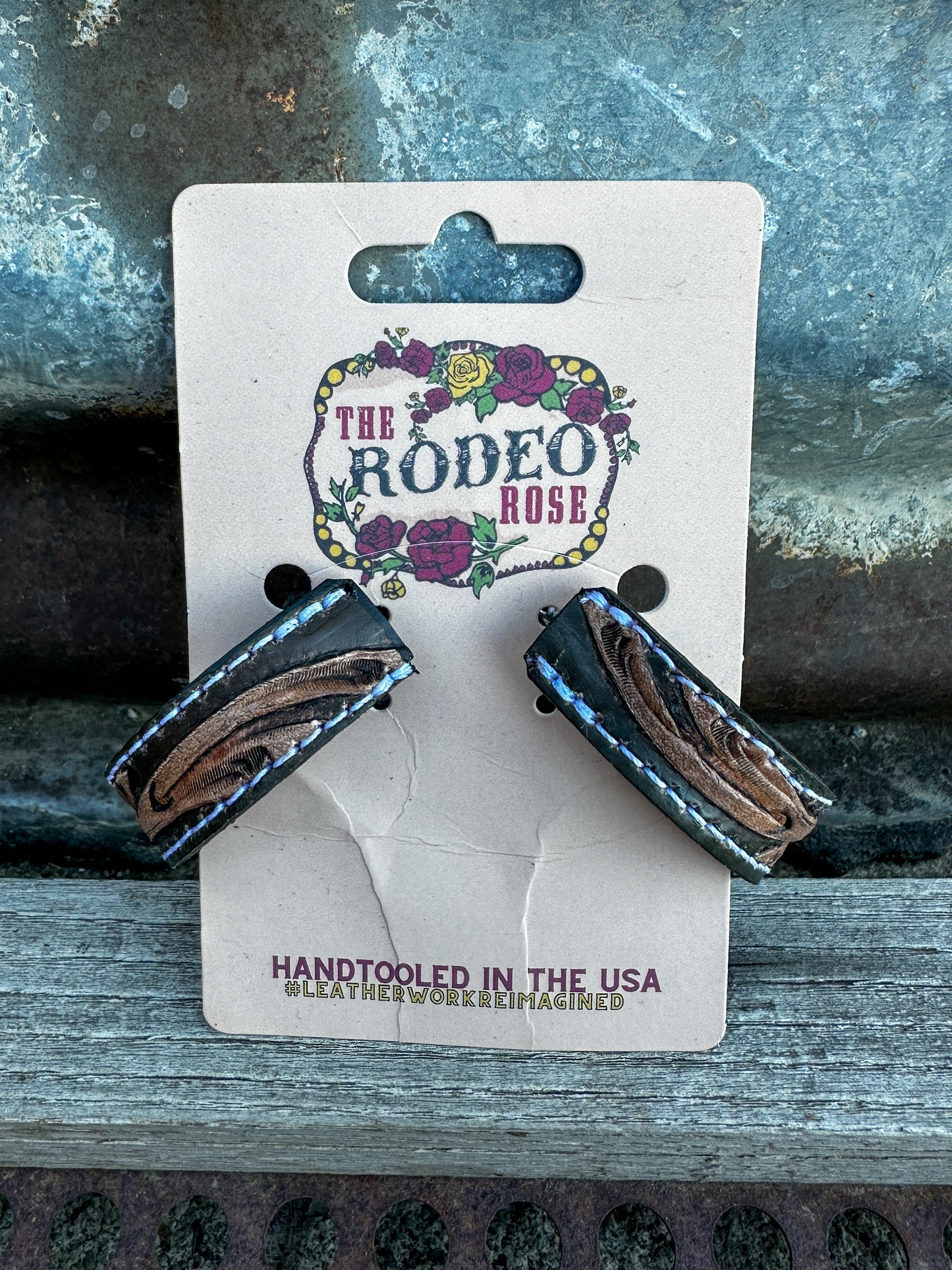 Tooled Leather Vera Hoop Earrings Small
