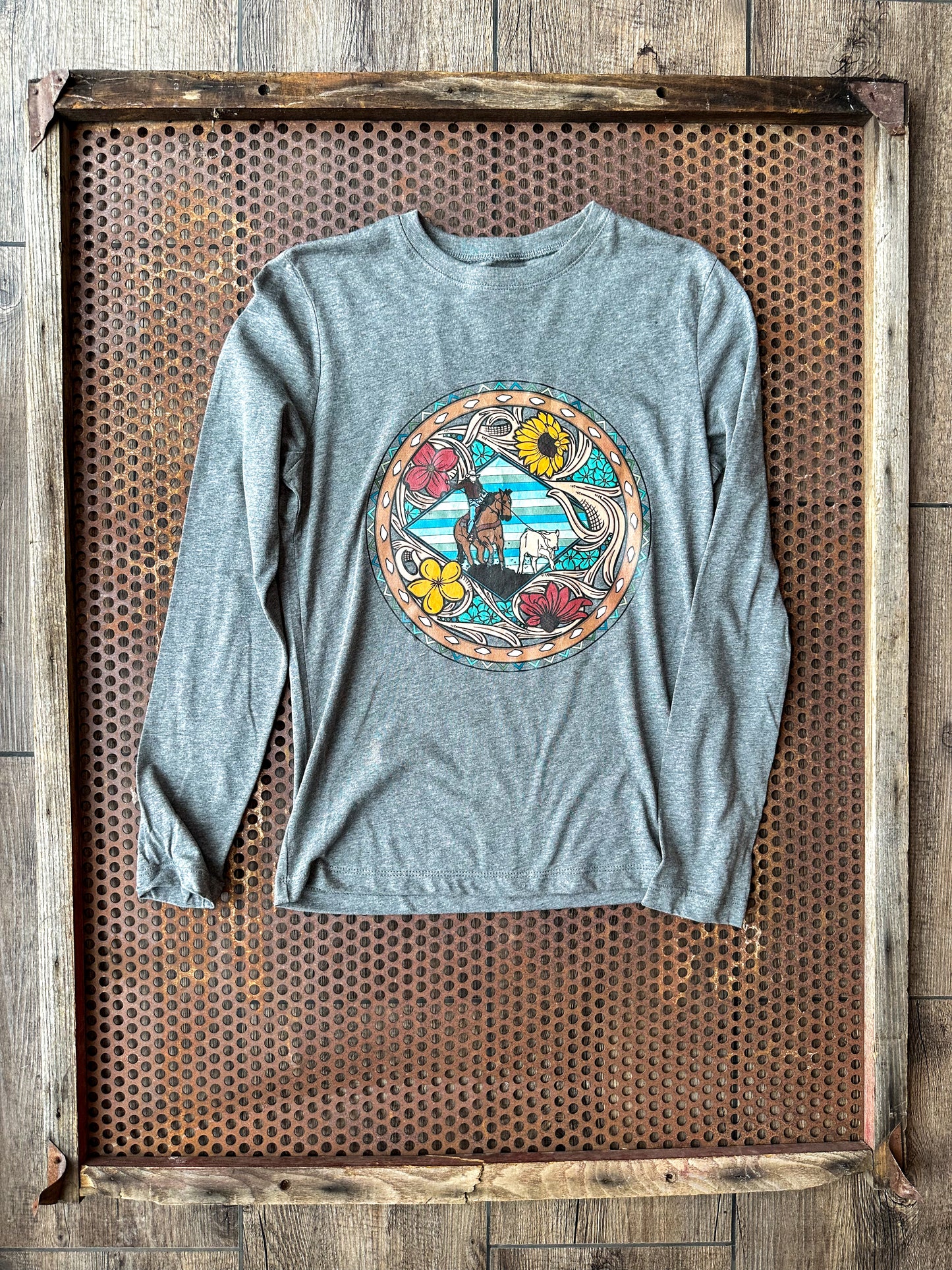 Breakaway Roper triblend long sleeve tee in grey The Rodeo Rose