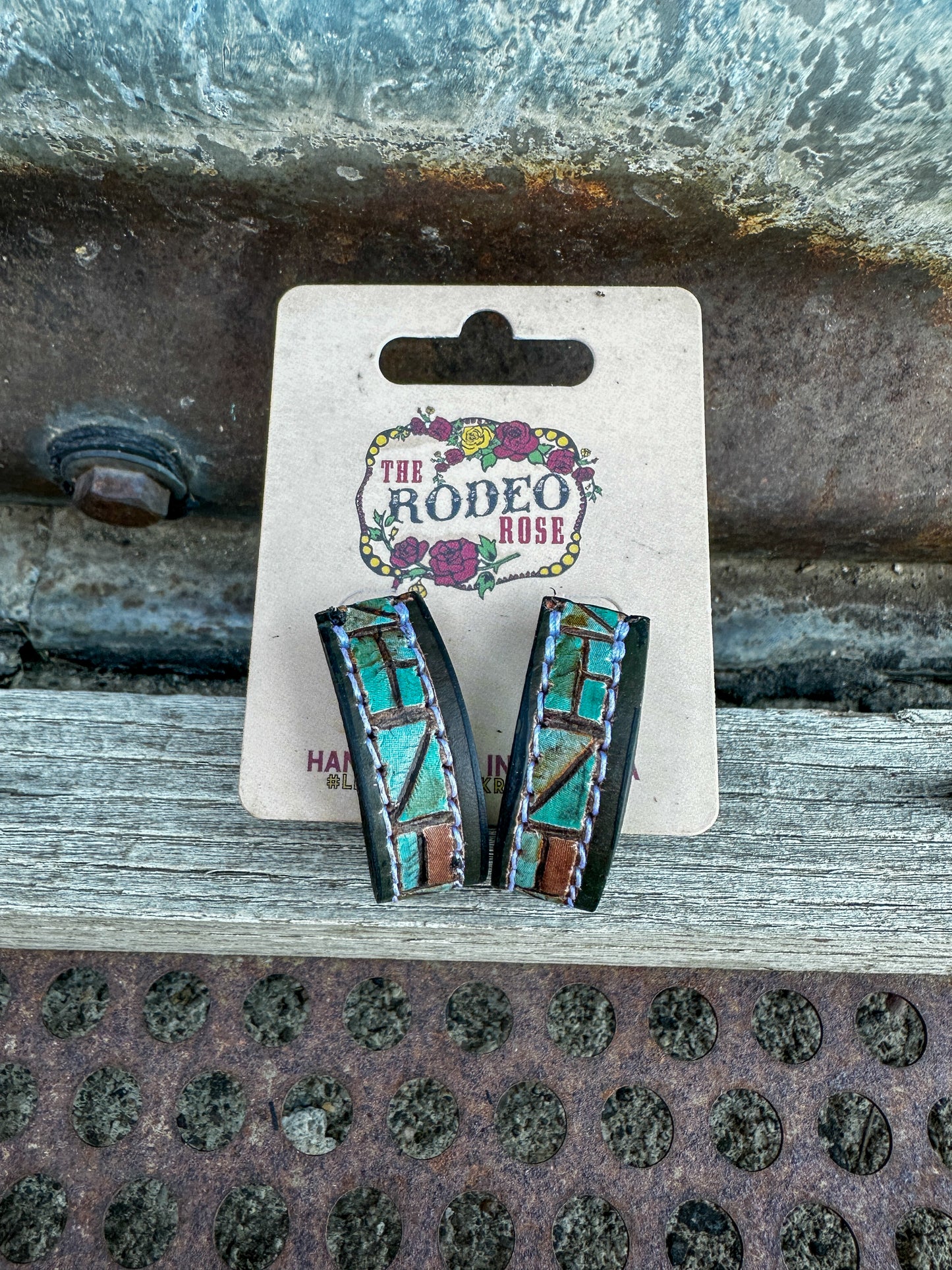 Mosaic Turquoise Vera Hoop Earrings Small