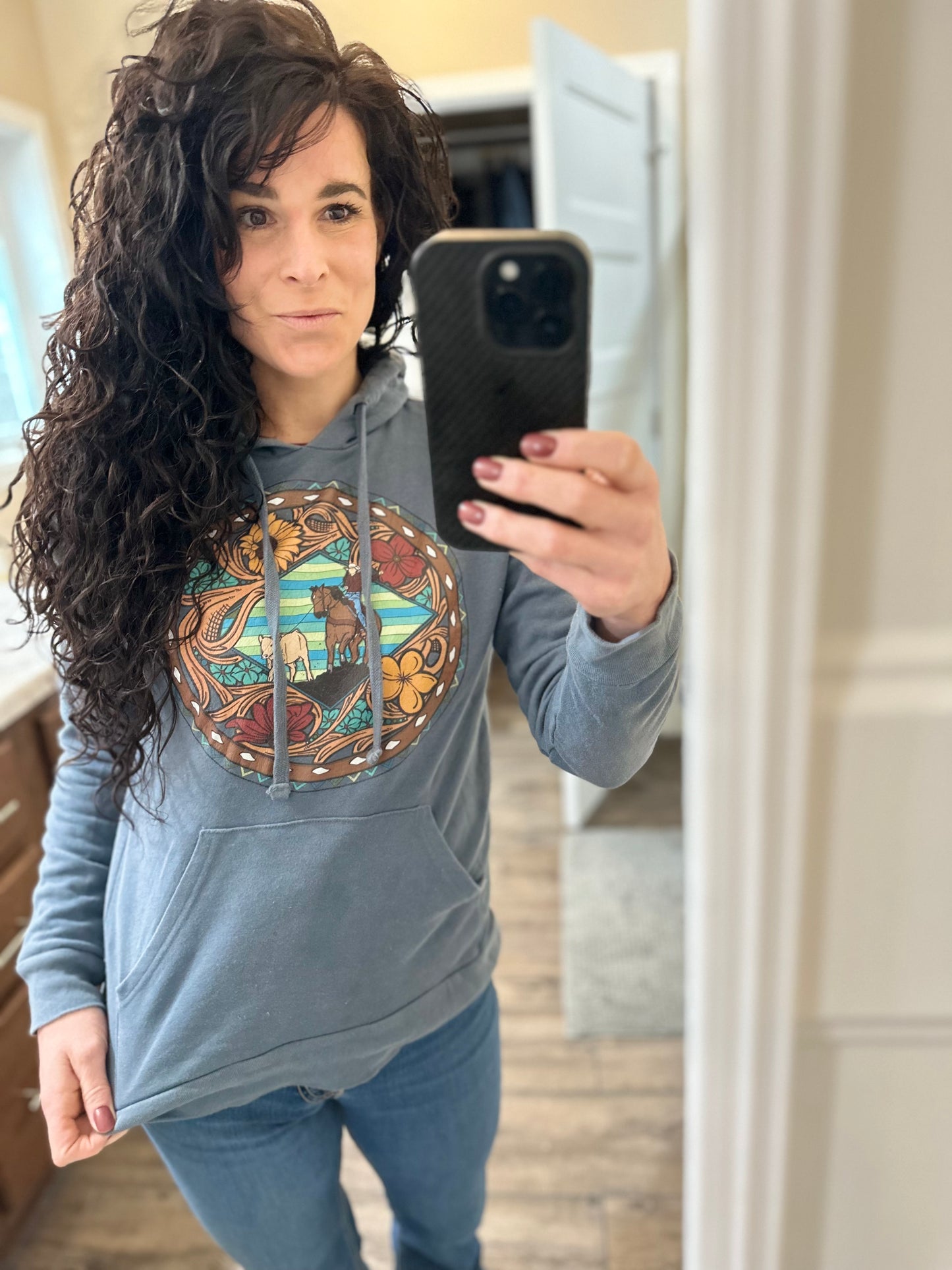 Breakaway hooded sweatshirt in dark smoke blue The Rodeo Rose
