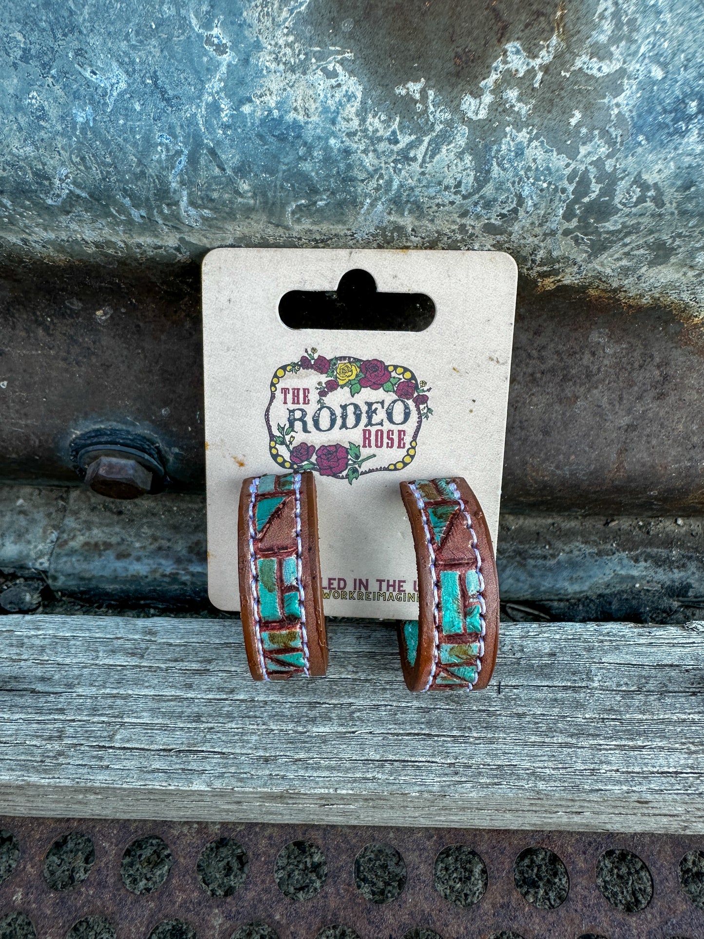 Mosaic Turquoise Vera Hoop Earrings Small