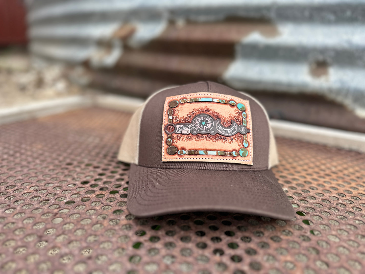 Bridle Bit Hand Tooled Low Profile Trucker Cap