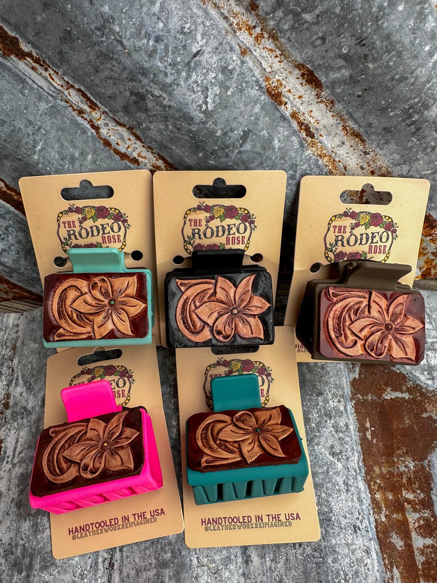Small Floral Tooled Hair Clip The Rodeo Rose