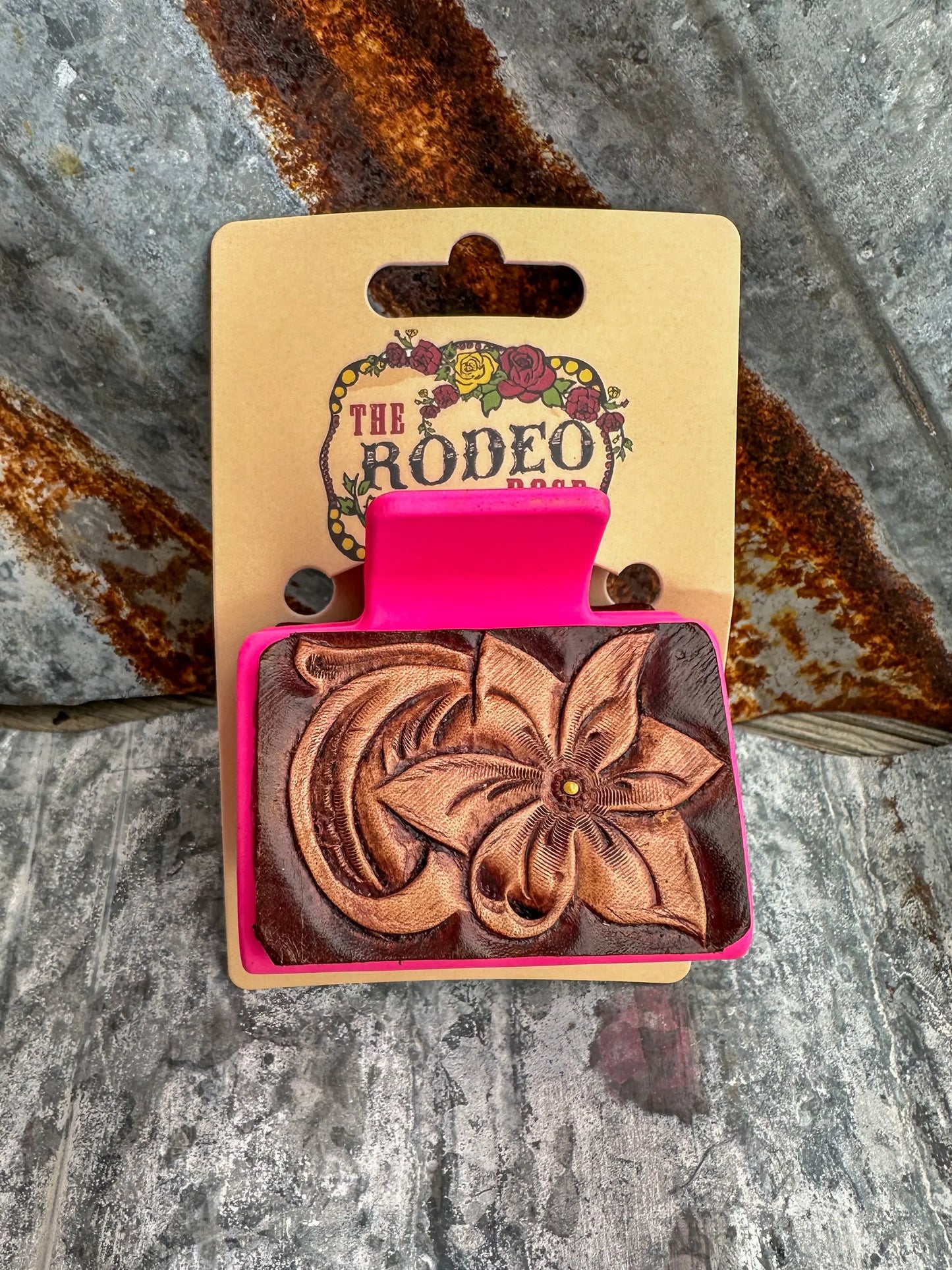 Small Floral Tooled Hair Clip The Rodeo Rose