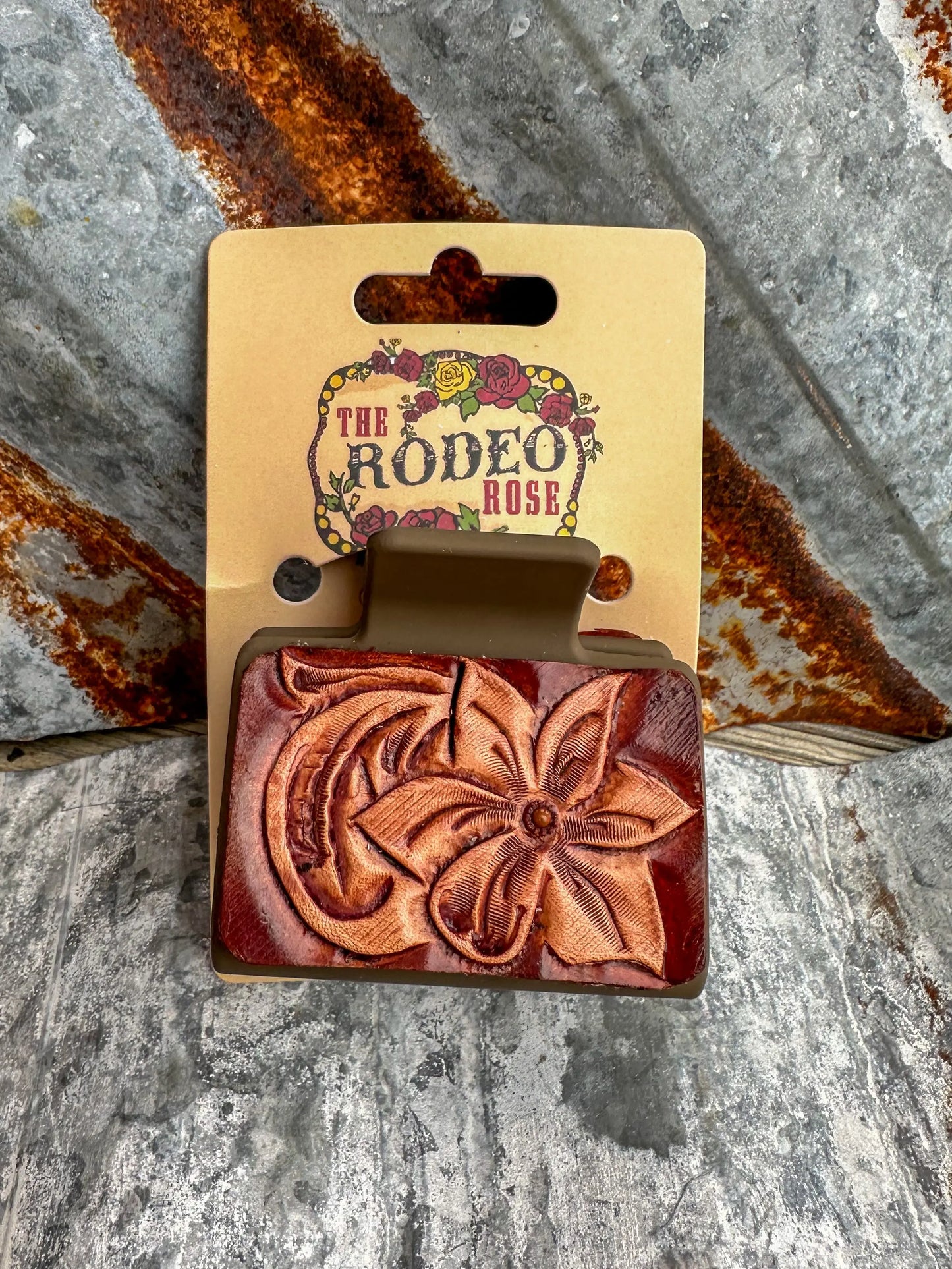 Small Floral Tooled Hair Clip The Rodeo Rose
