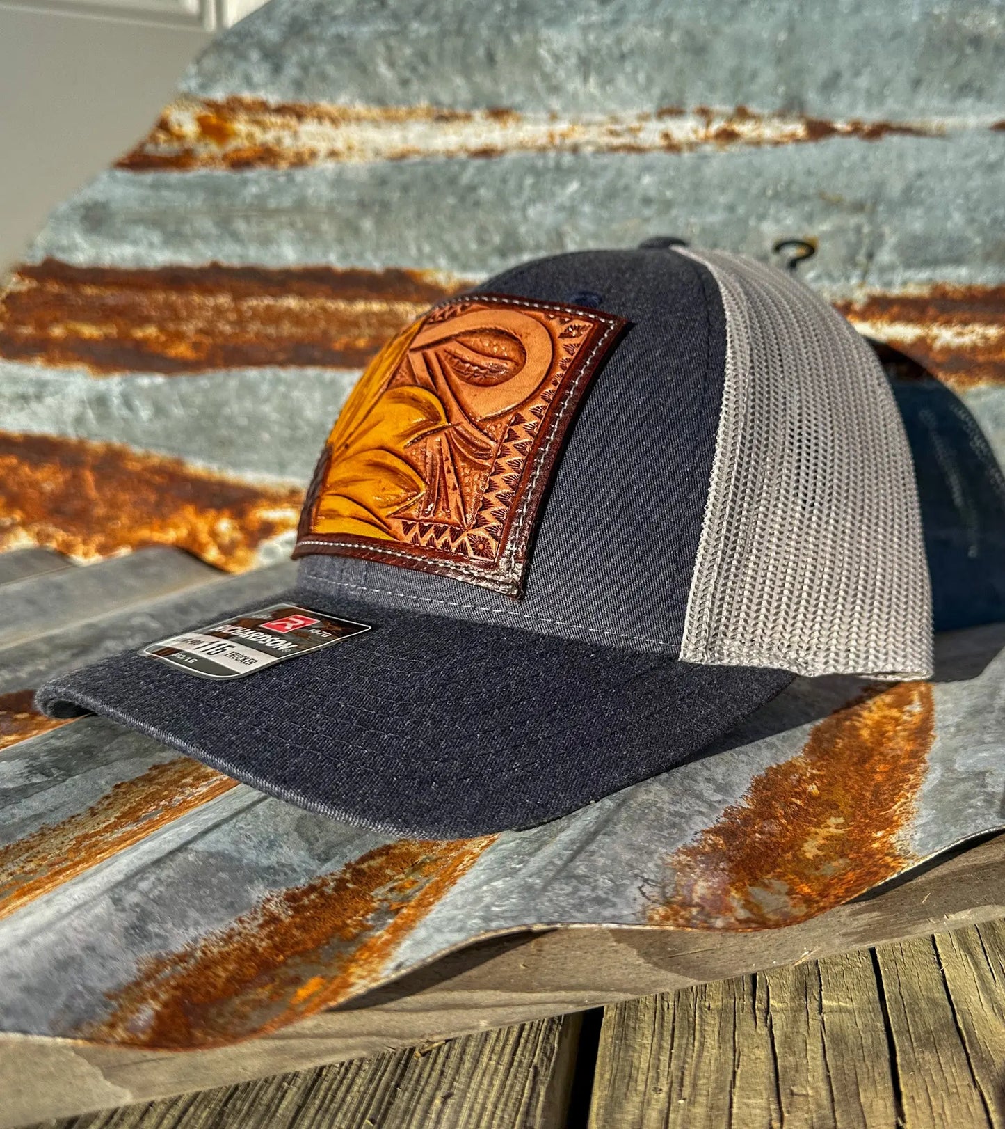 Sunflower and Southwest Handtooled Leather Patch Cap The Rodeo Rose