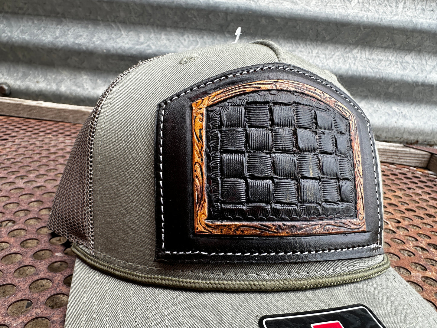 Hand tooled Cowboy Bright Cut Stamped Cap