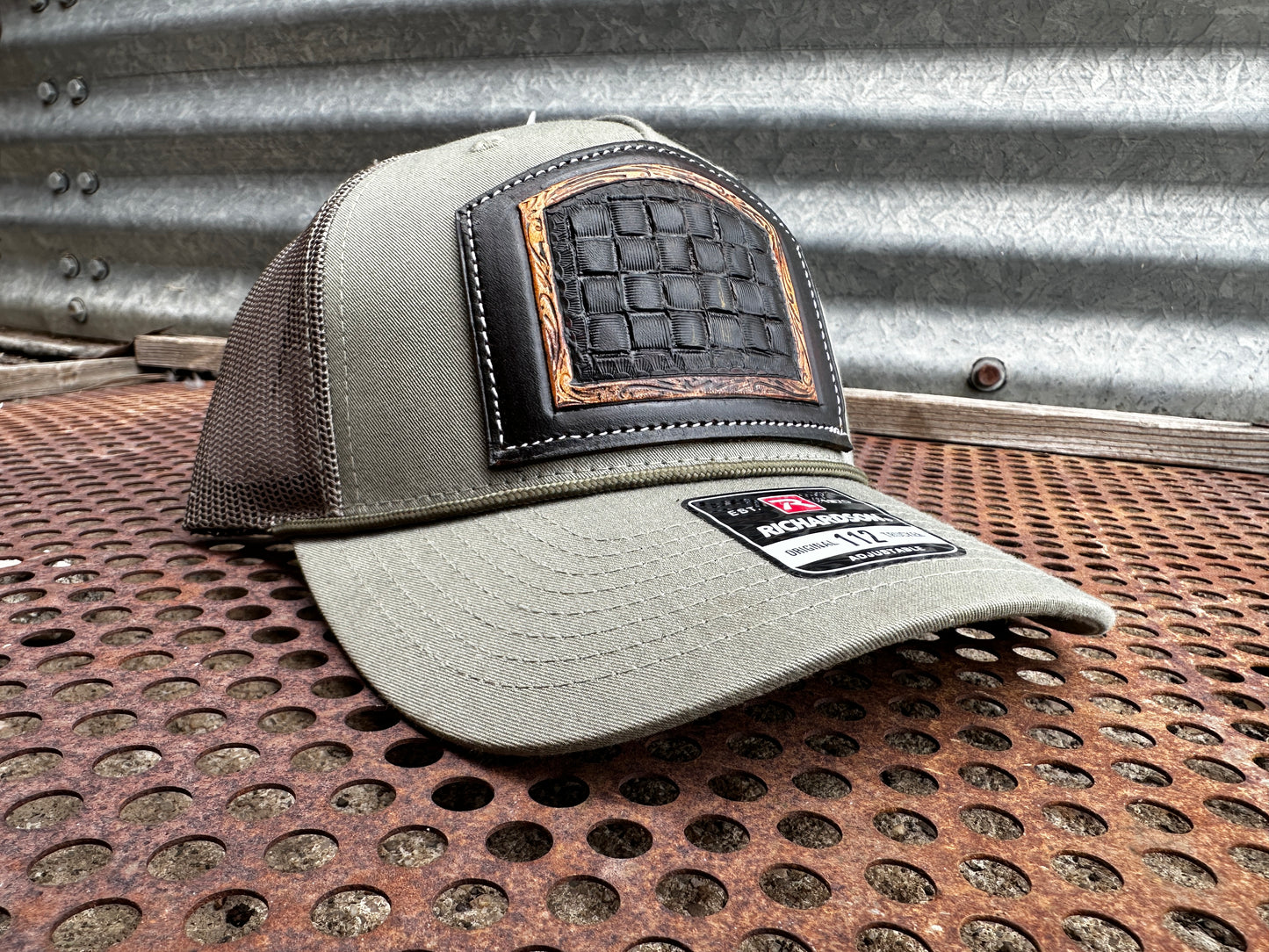 Hand tooled Cowboy Bright Cut Stamped Cap