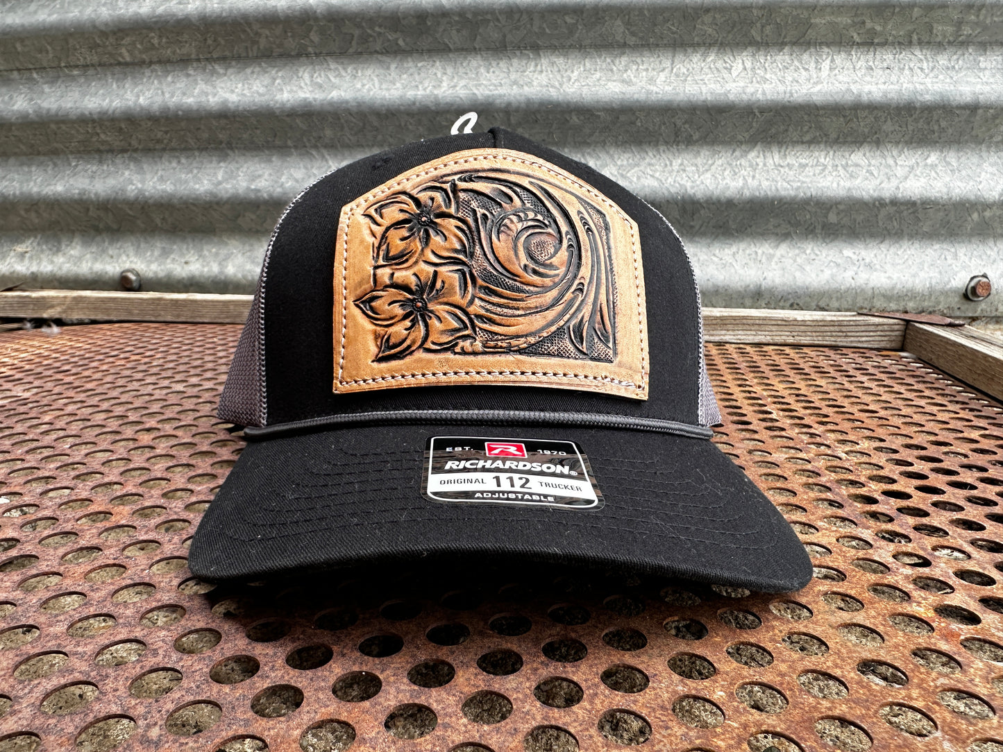 Hand tooled Cowboy Floral Tooled Cap