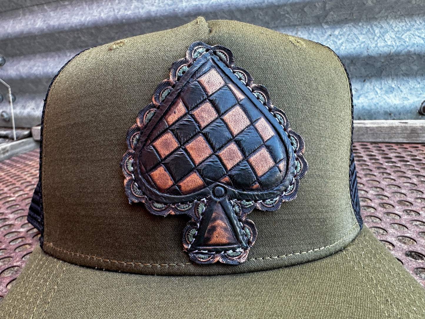 Spade Hand Tooled Cap