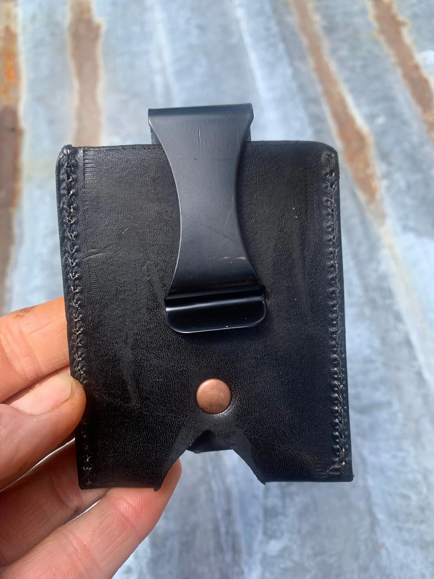 Hand Tooled Leather Boot Wallet with Flower and Southwest Bar The Rodeo Rose