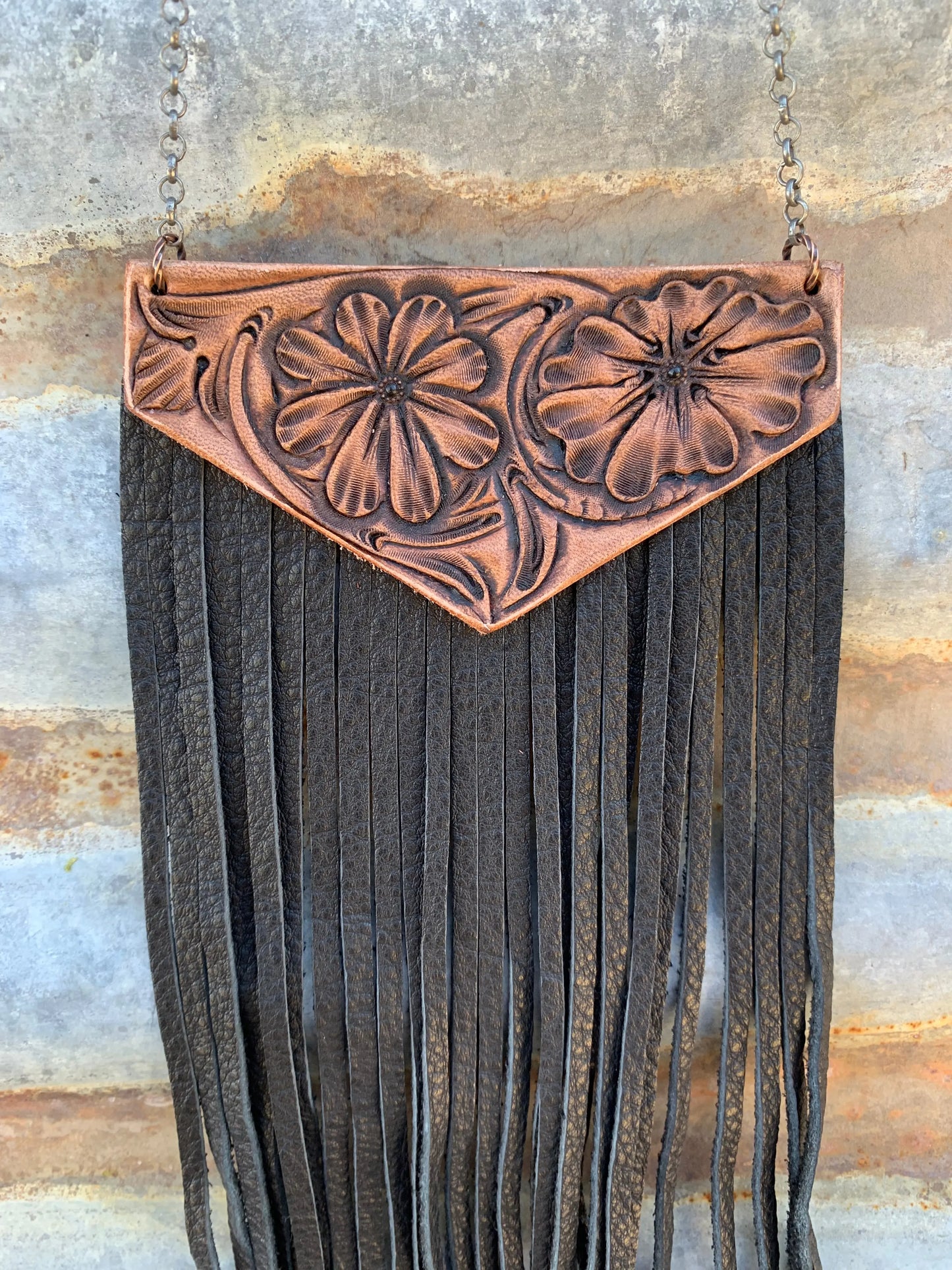 The Annie Tooled Necklace with Removable Fringe The Rodeo Rose