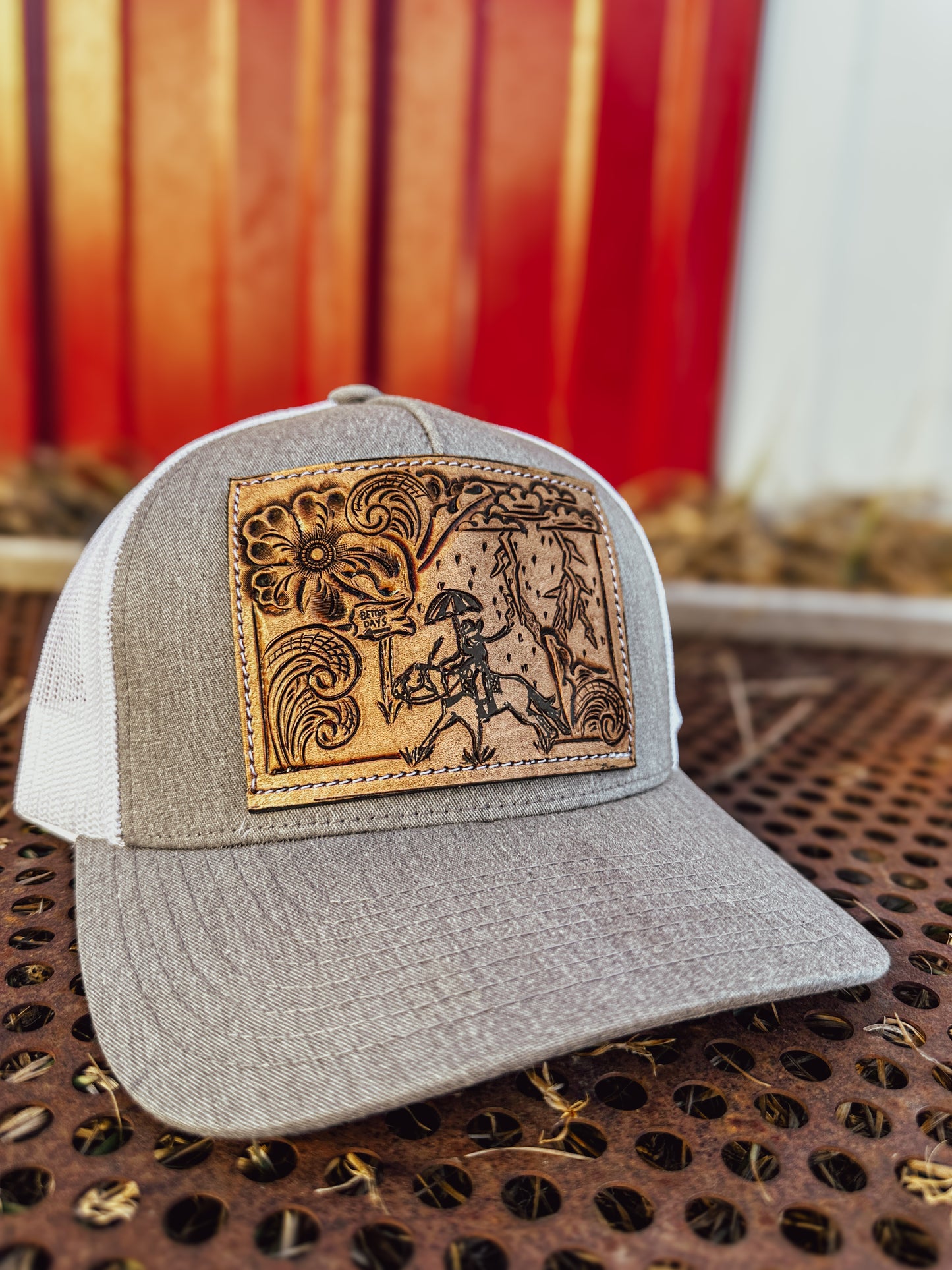 Better Days Ahead Tooled Leather Patch Cap