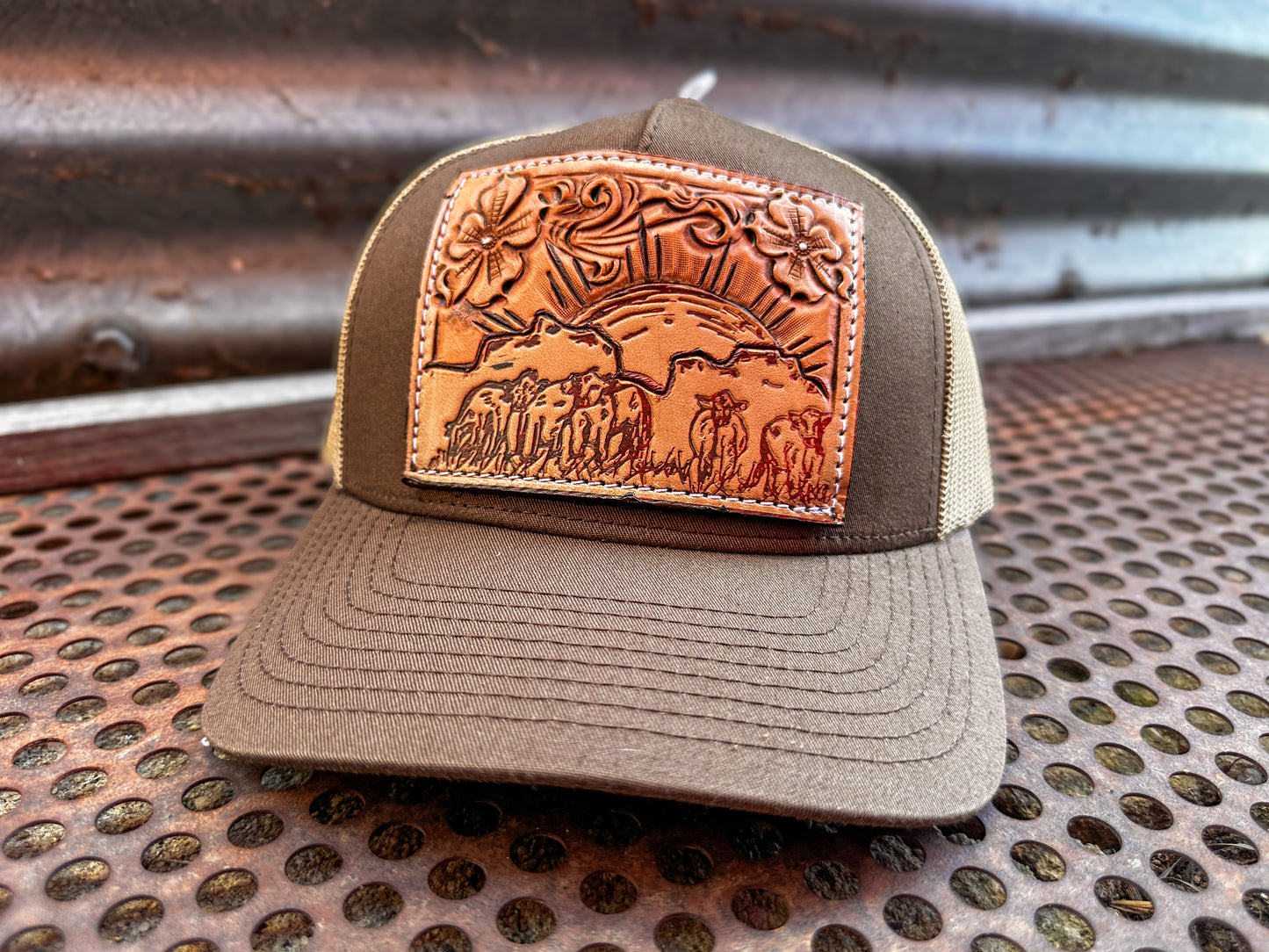 Cattle Call Tooled Leather Patch Cap