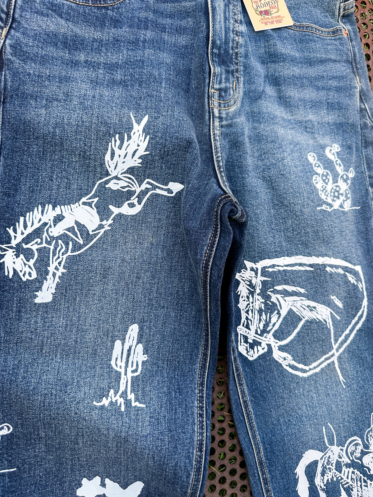 Cowboy Graffiti Barrel Jeans
