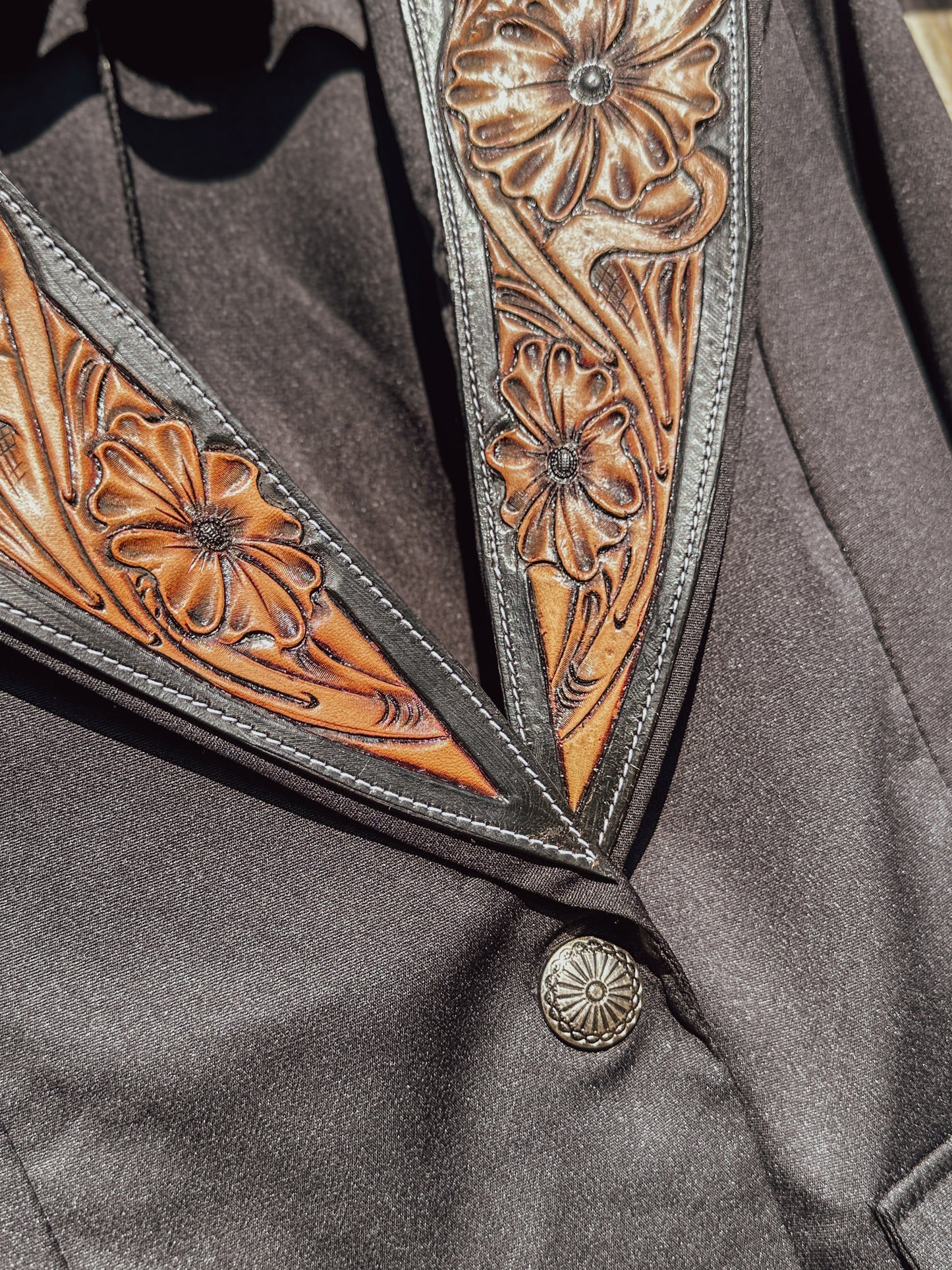 Black Hand Tooled Lapel Blazer