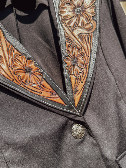 Black Hand Tooled Lapel Blazer