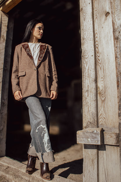 Bronc Cuffed Denim Cropped Jeans