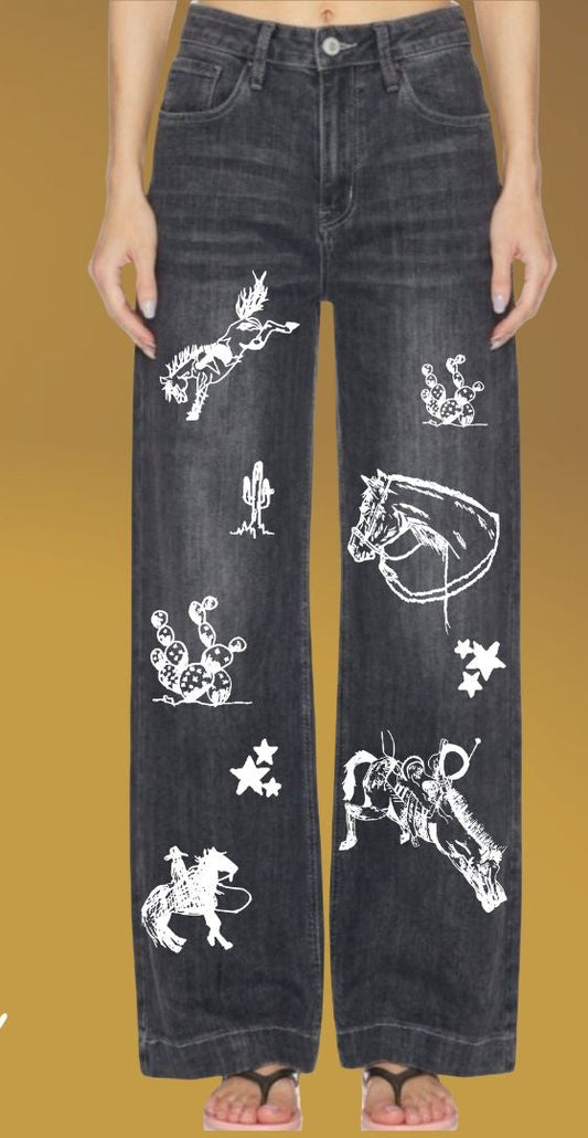 Cowboy Graffiti Palazzo Jeans