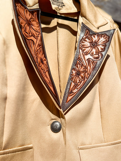 Tan Hand Tooled Lapel Blazer