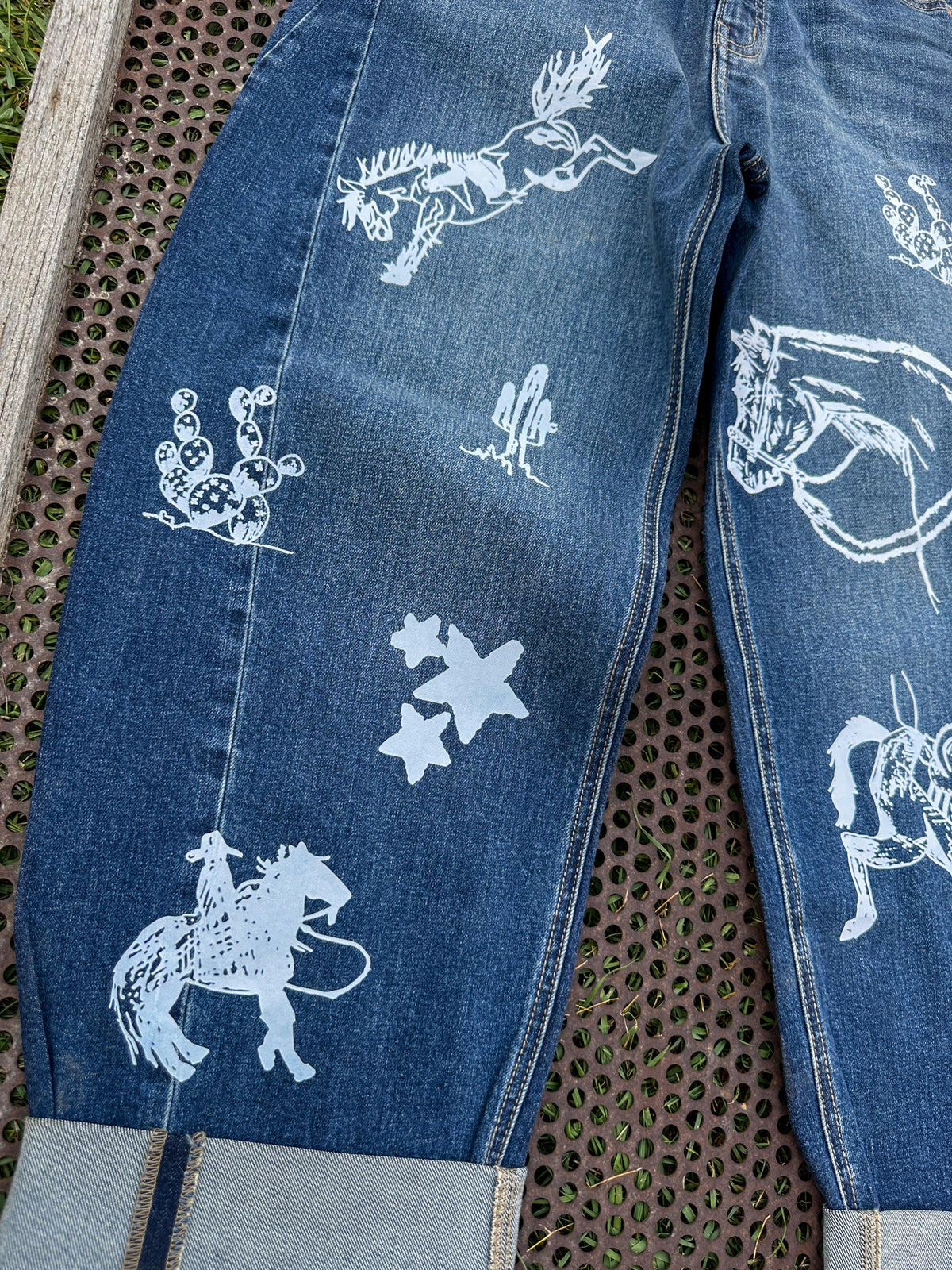 Cowboy Graffiti Barrel Jeans