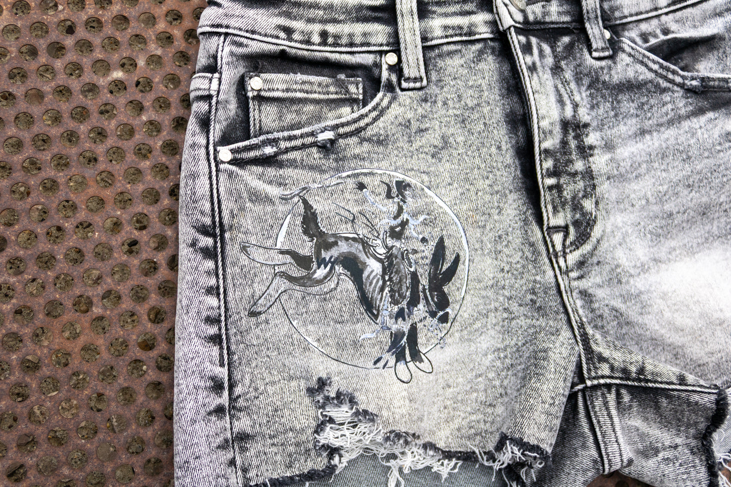 Bucking Jack Rabbit High Rise Denim Shorts